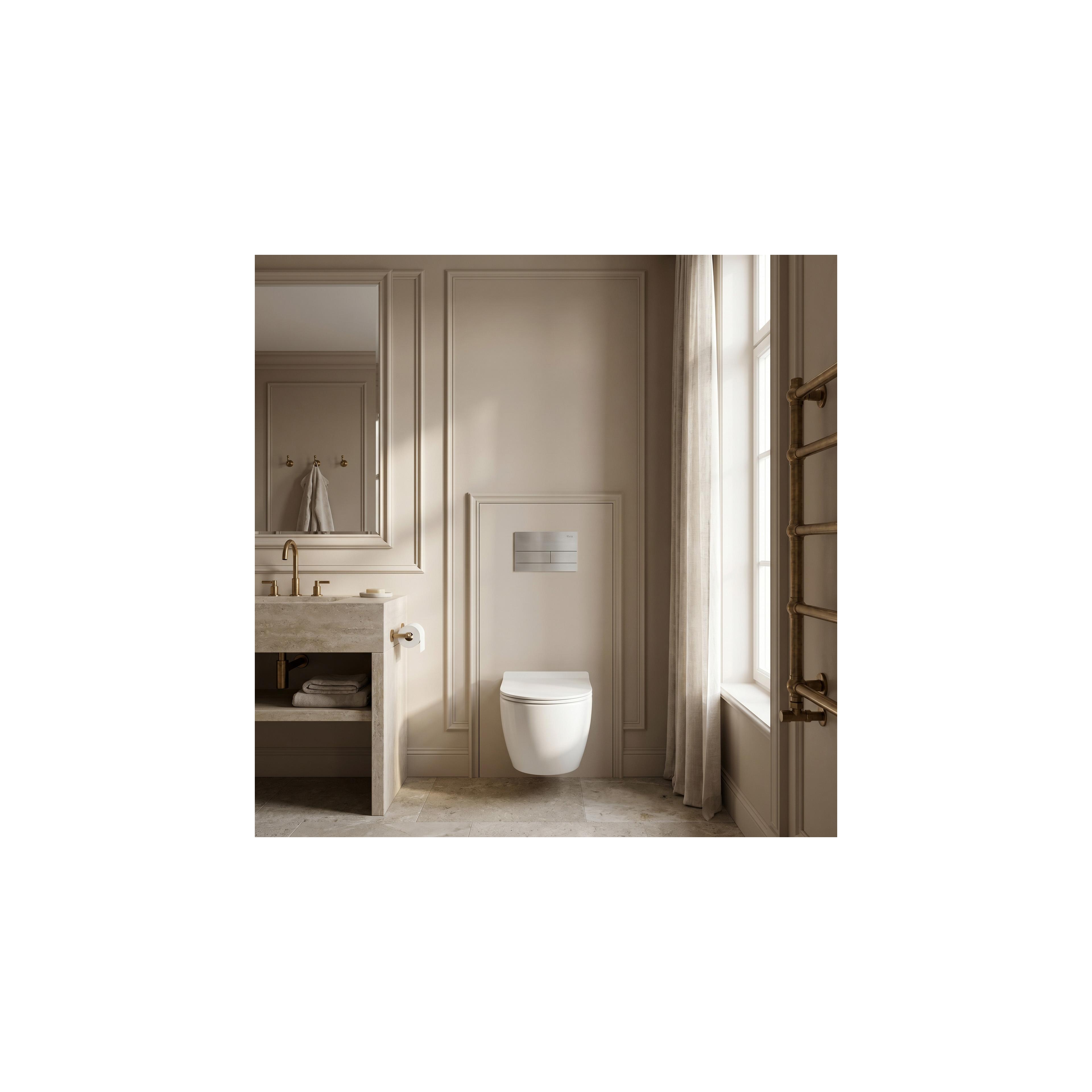 Montagerahmen Unterputz-Set Slim 024N für WC-Becken mit Drucktaste T Gebürsteter Stahl