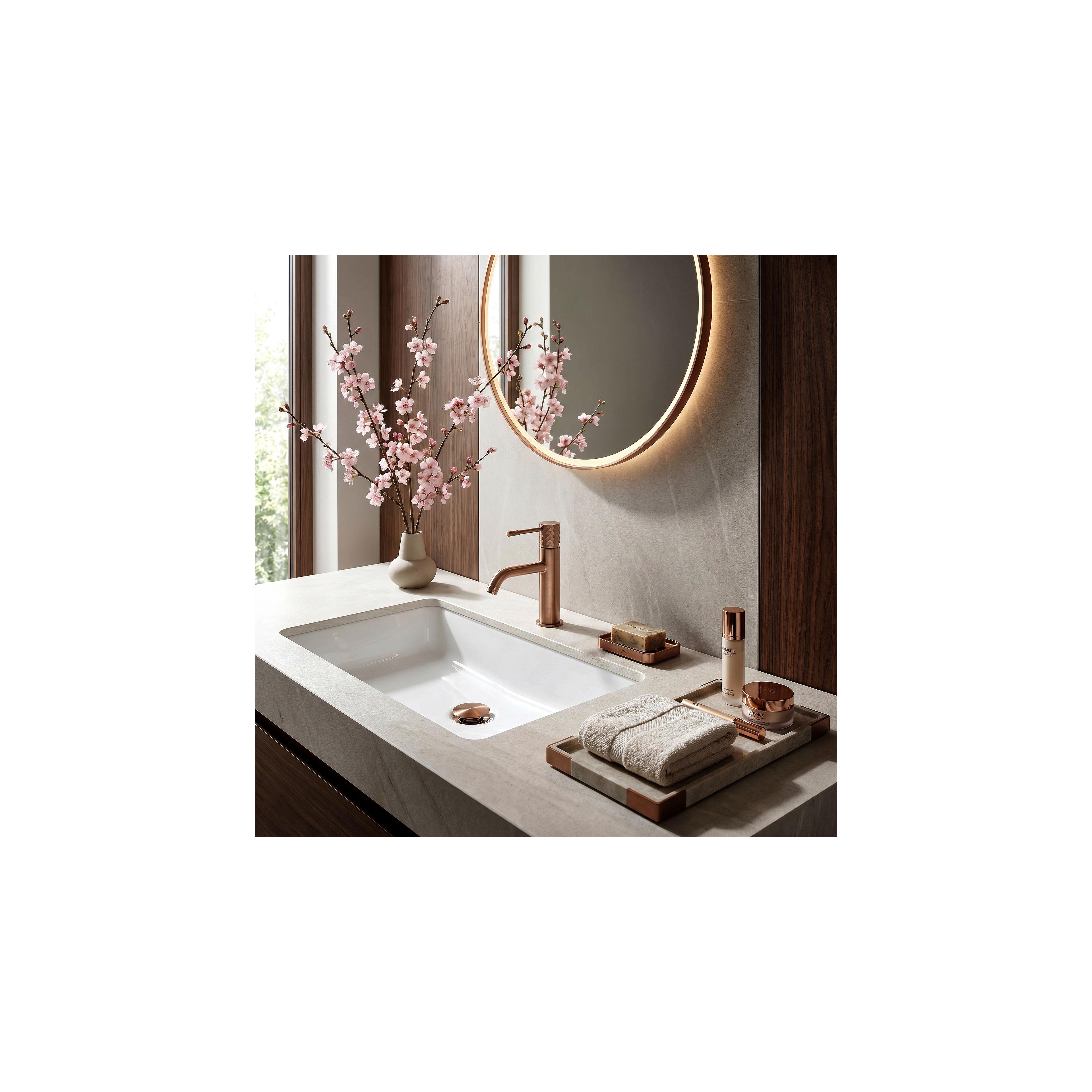 Mešalnik za umivalnik Rea Lungo Diamond Brush Copper  Low
