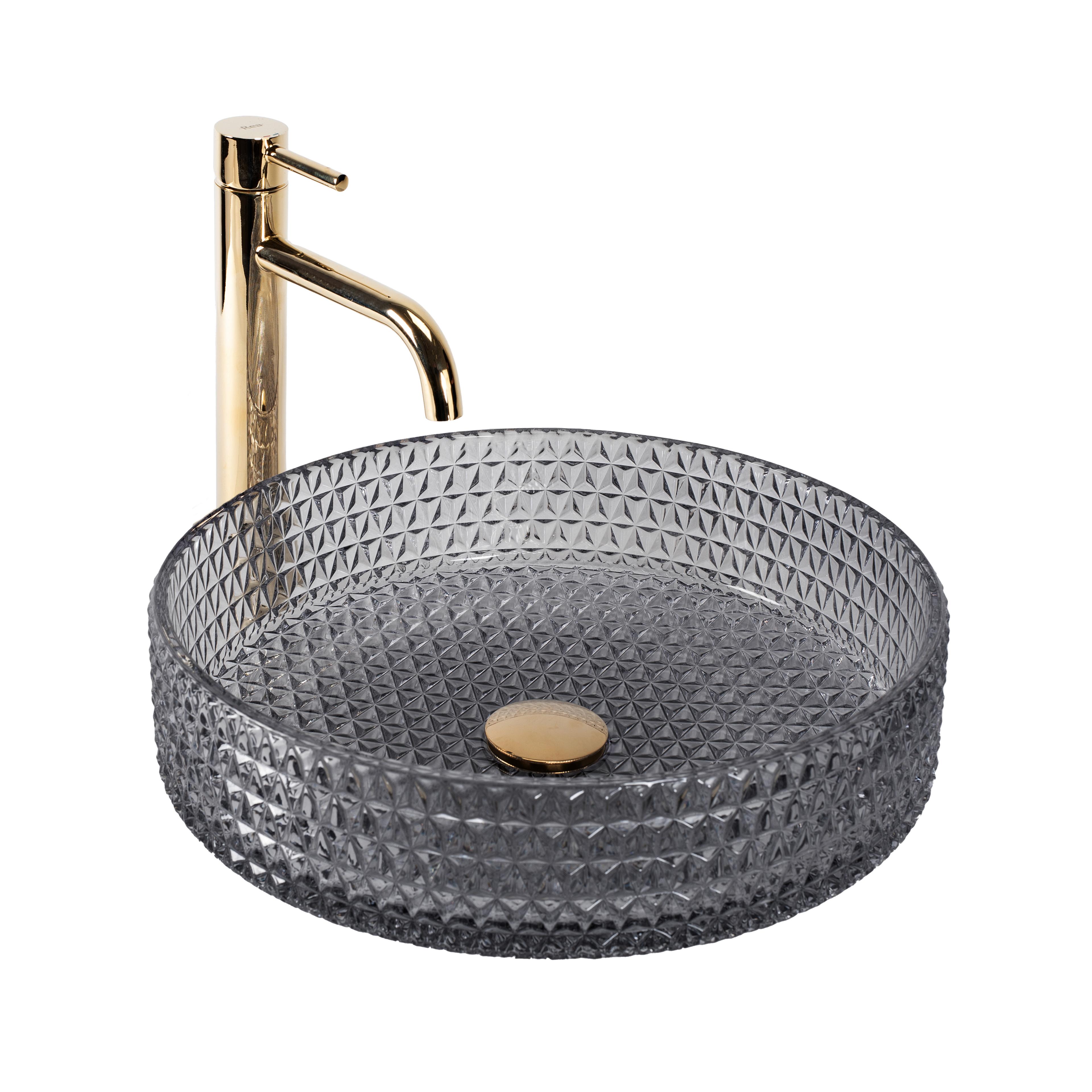 Umywalka nablatowa Rea Cristal Grey 39