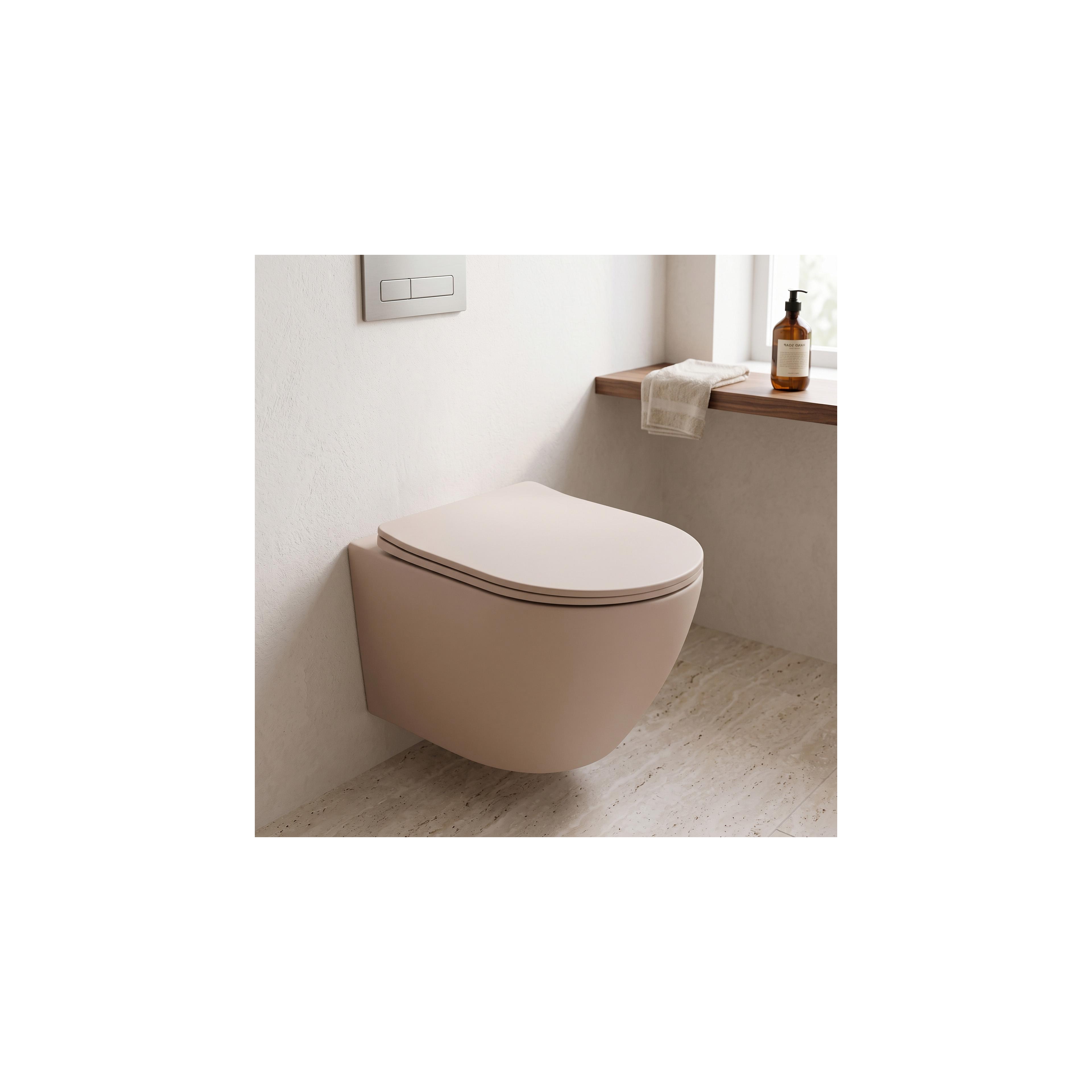 Set: Wandhängendes WC + Aufsatzwaschbecken Rea Duo Caffe Latte Matt
