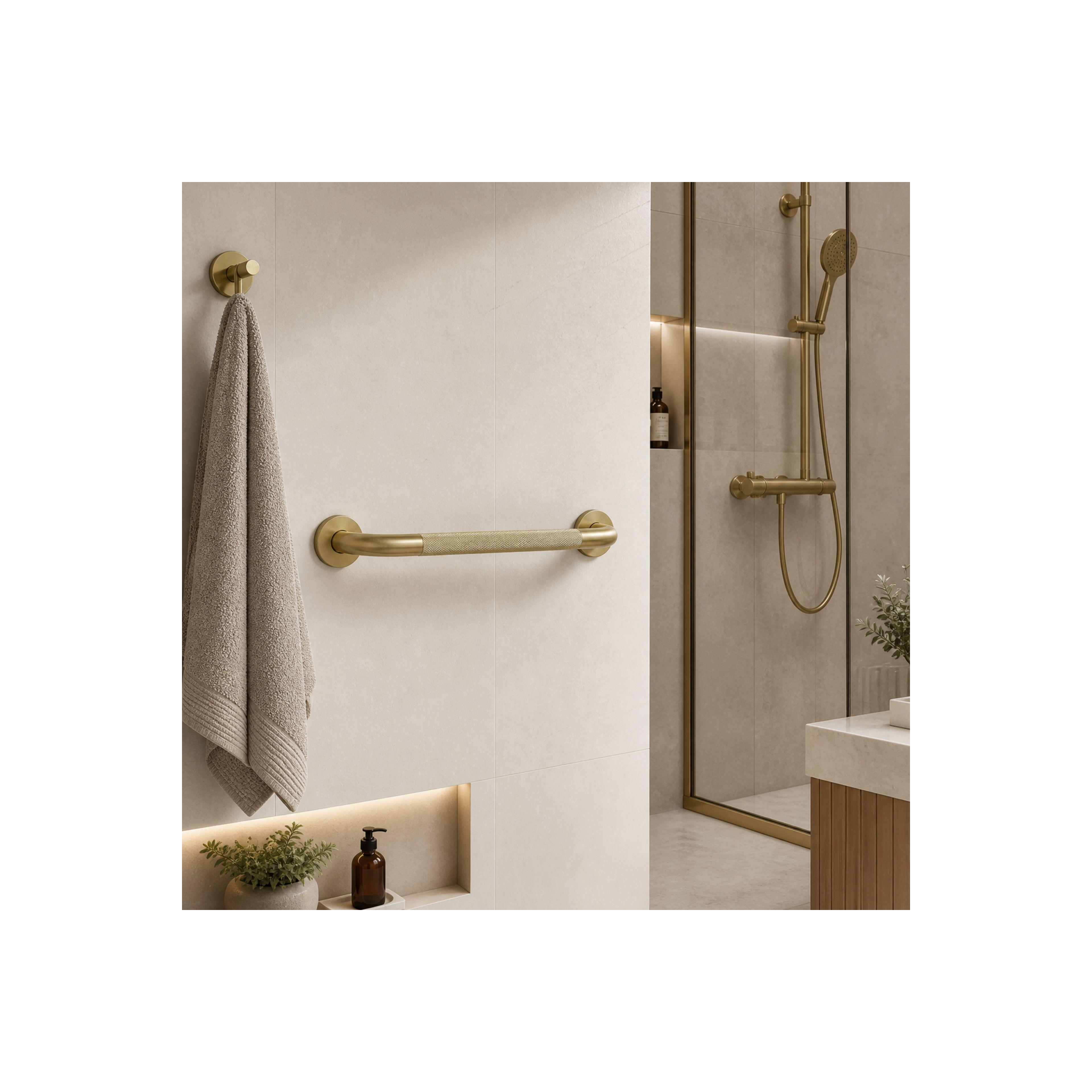 Straight bathroom grab bar Brush Gold