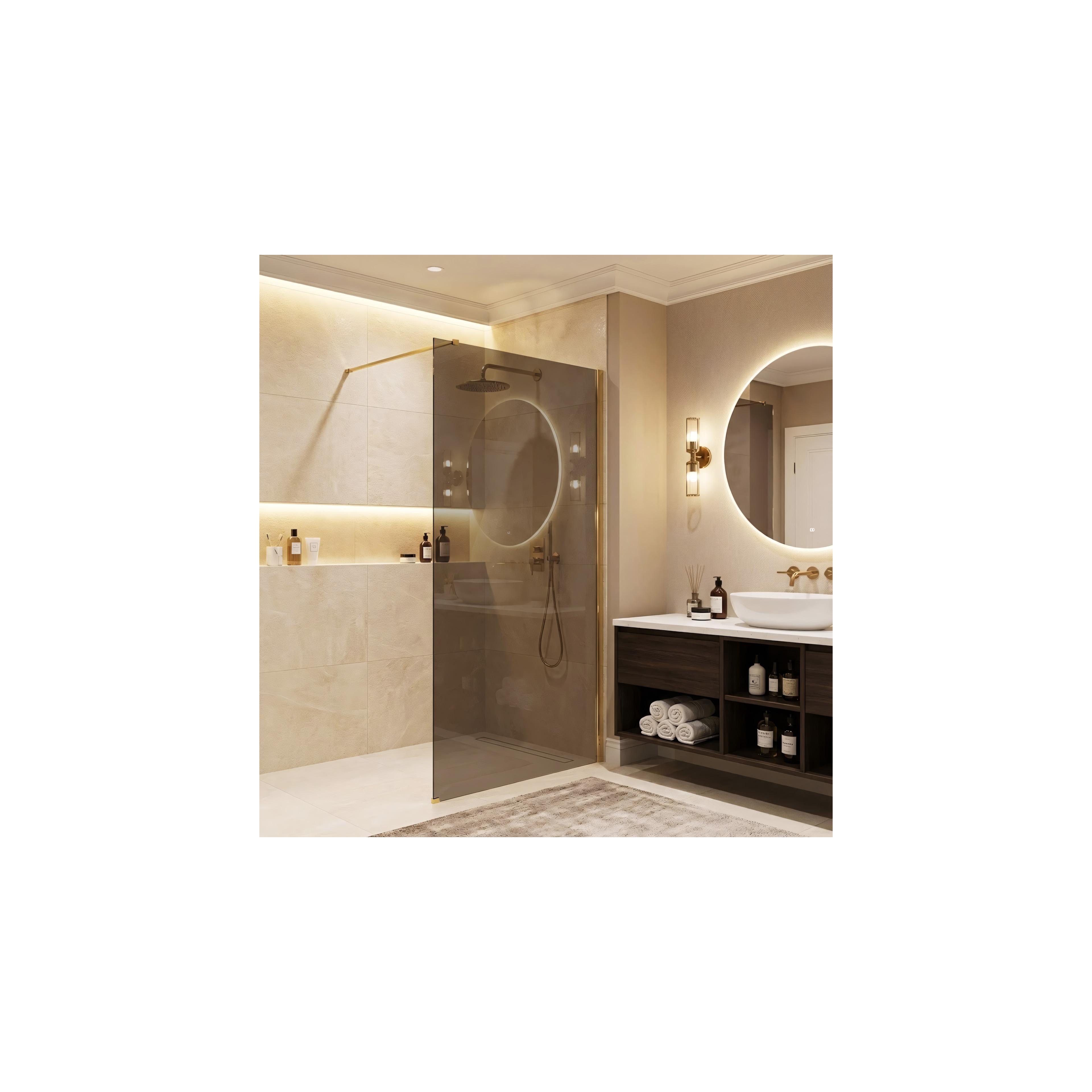 Tuš zaslon Rea Flexi Brown / Gold 80