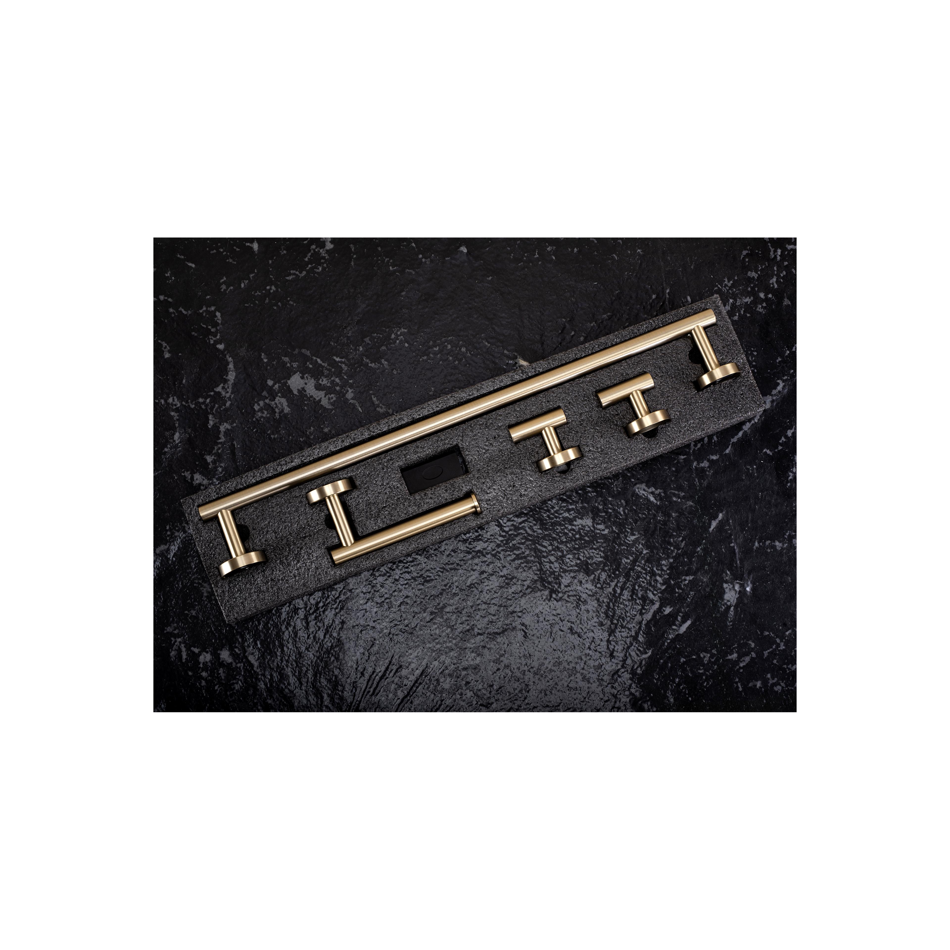 Badezimmer-Accessoire-Set Ari Brush Gold 4-teilig