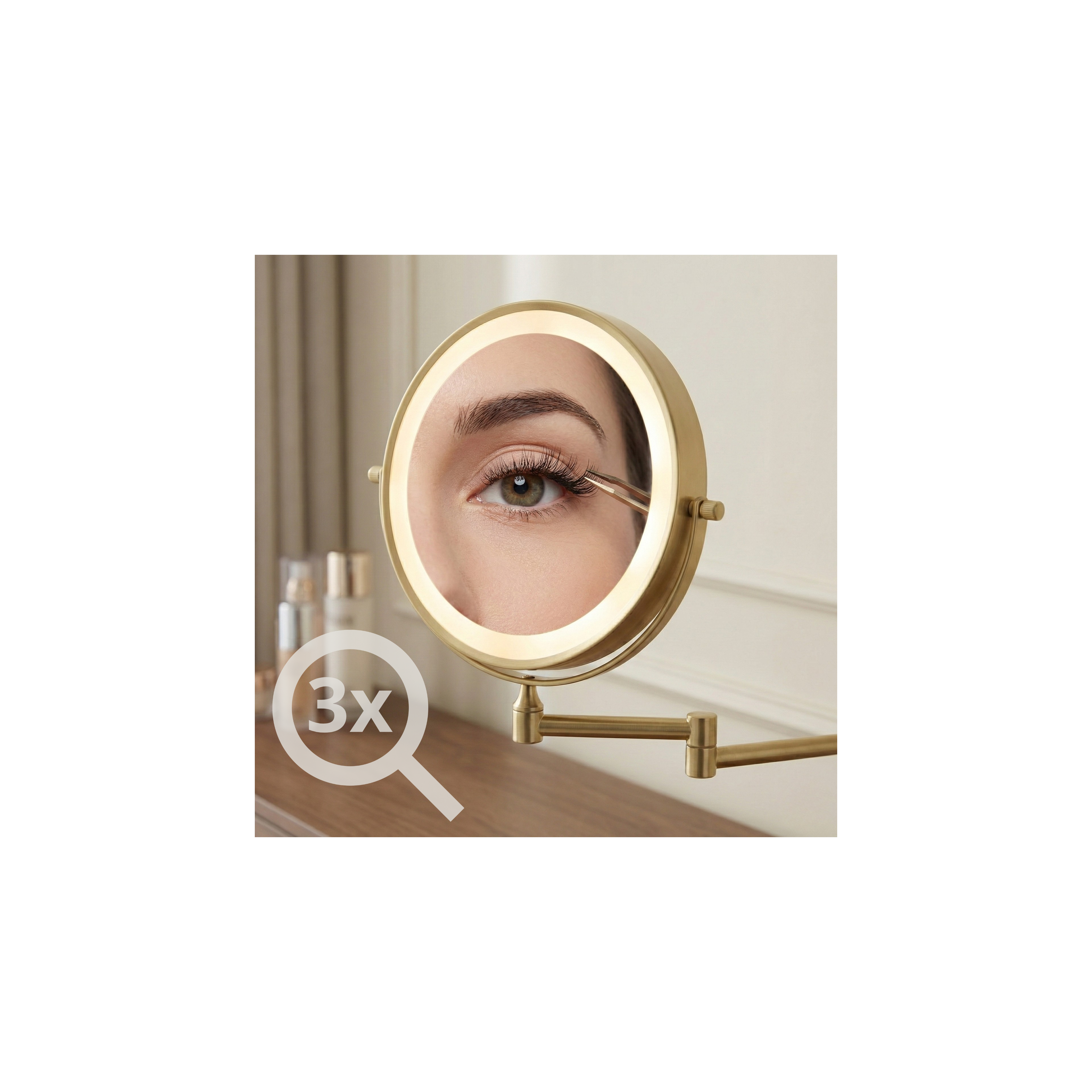 Mirror LED Glow Brush Gold