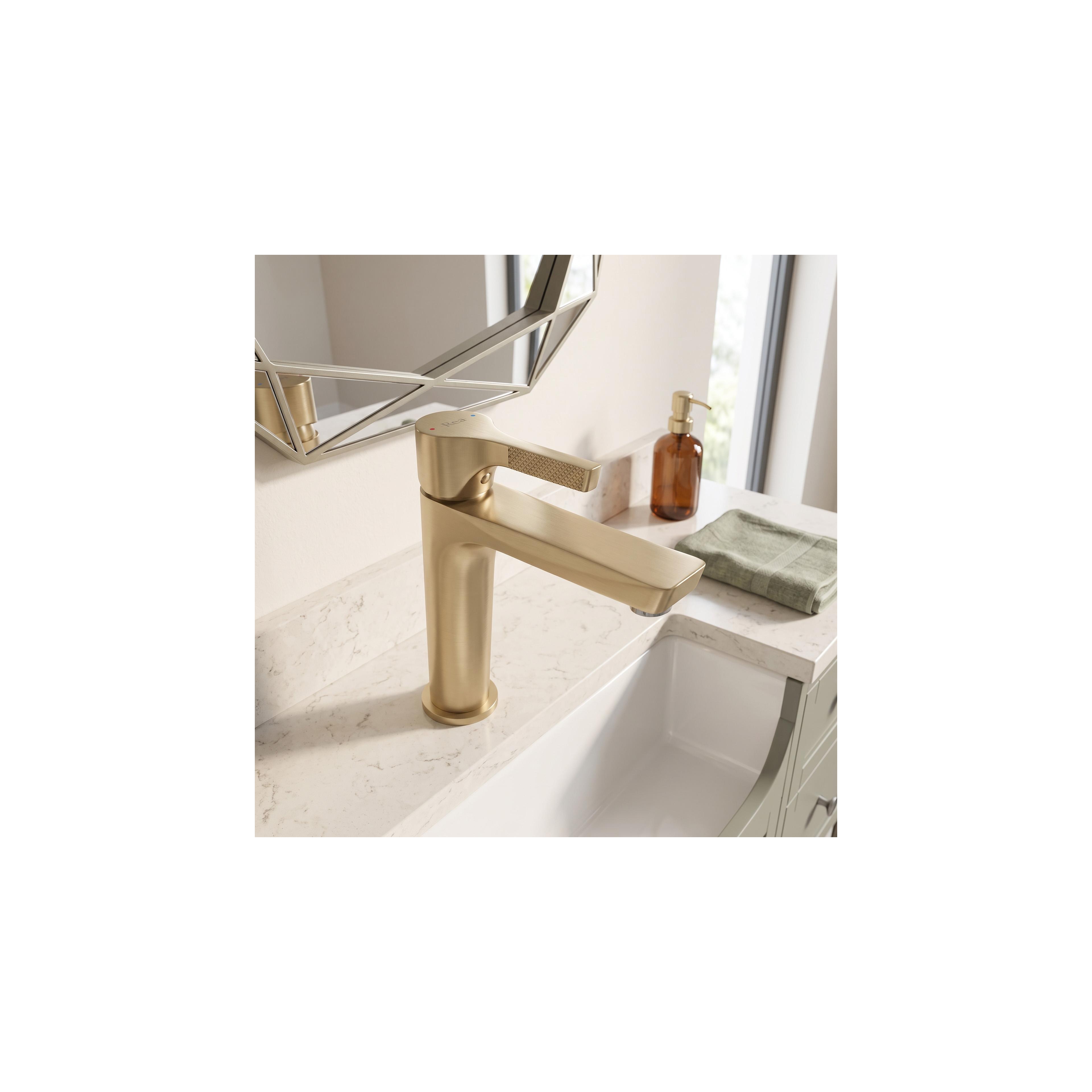 Tvättställsblandare PREMIUM REA Maxim Brush Gold Low