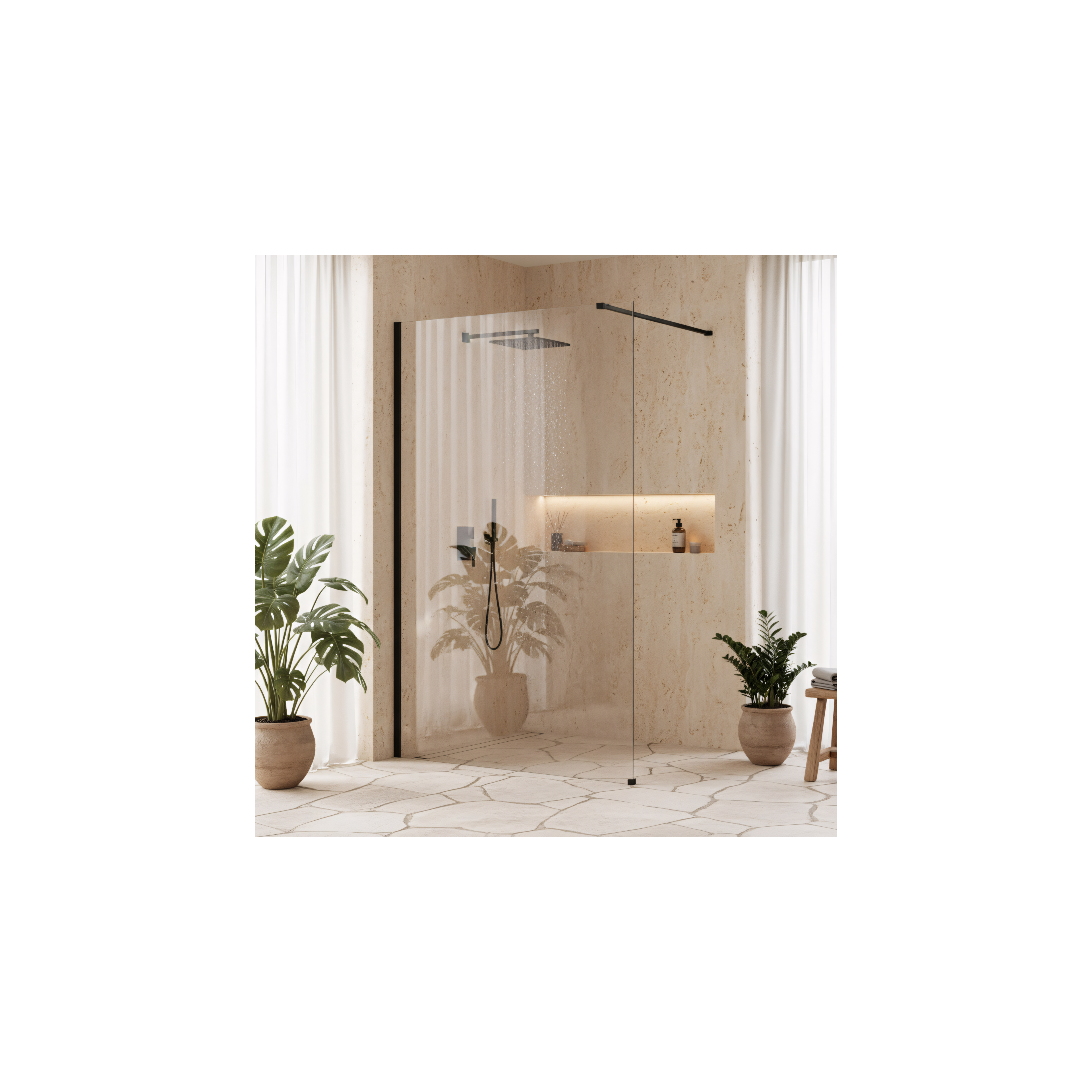 Параван за душ Rea Flexi Transparent / Black 120
