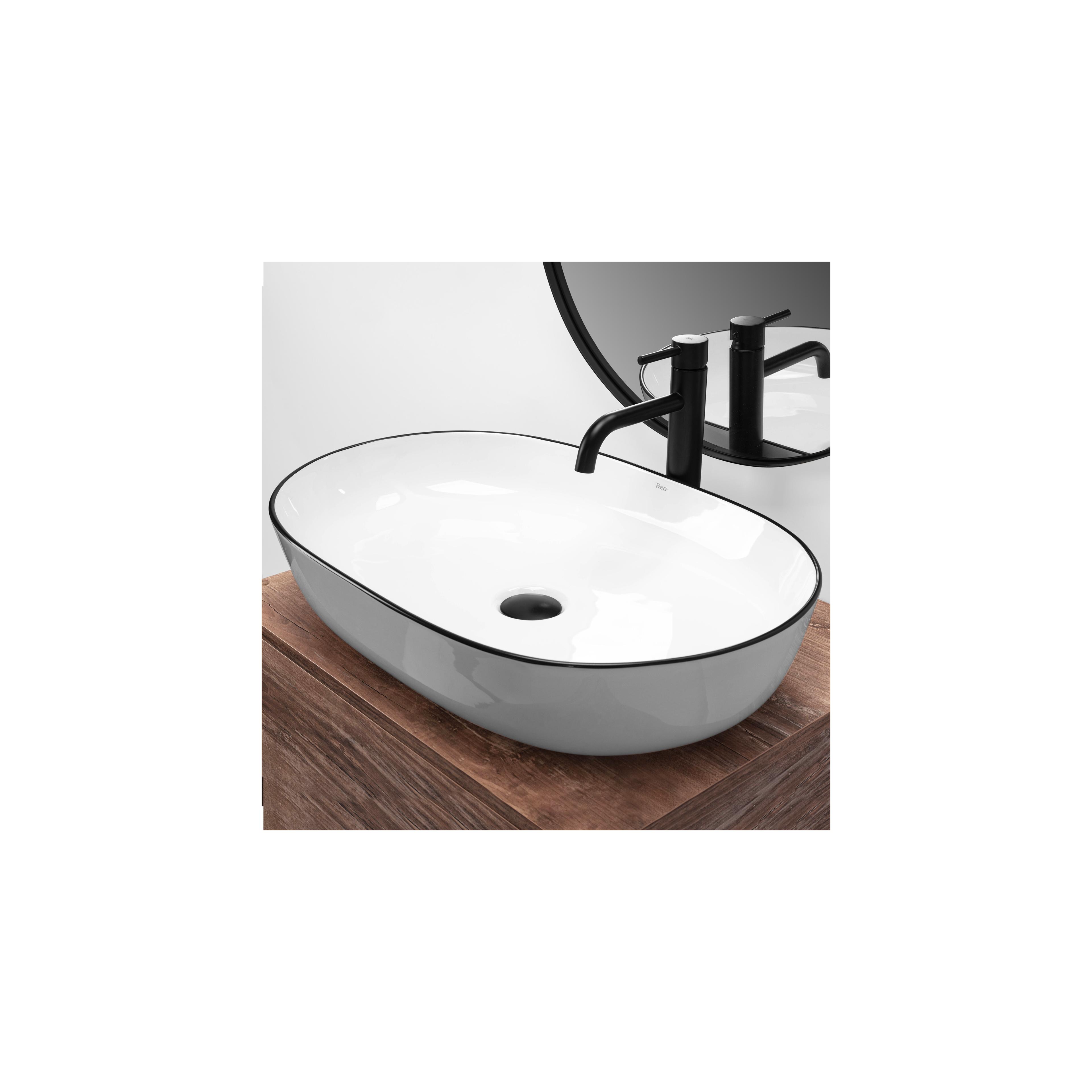 Aufsatzwaschbecken Rea CLEO white Black edge