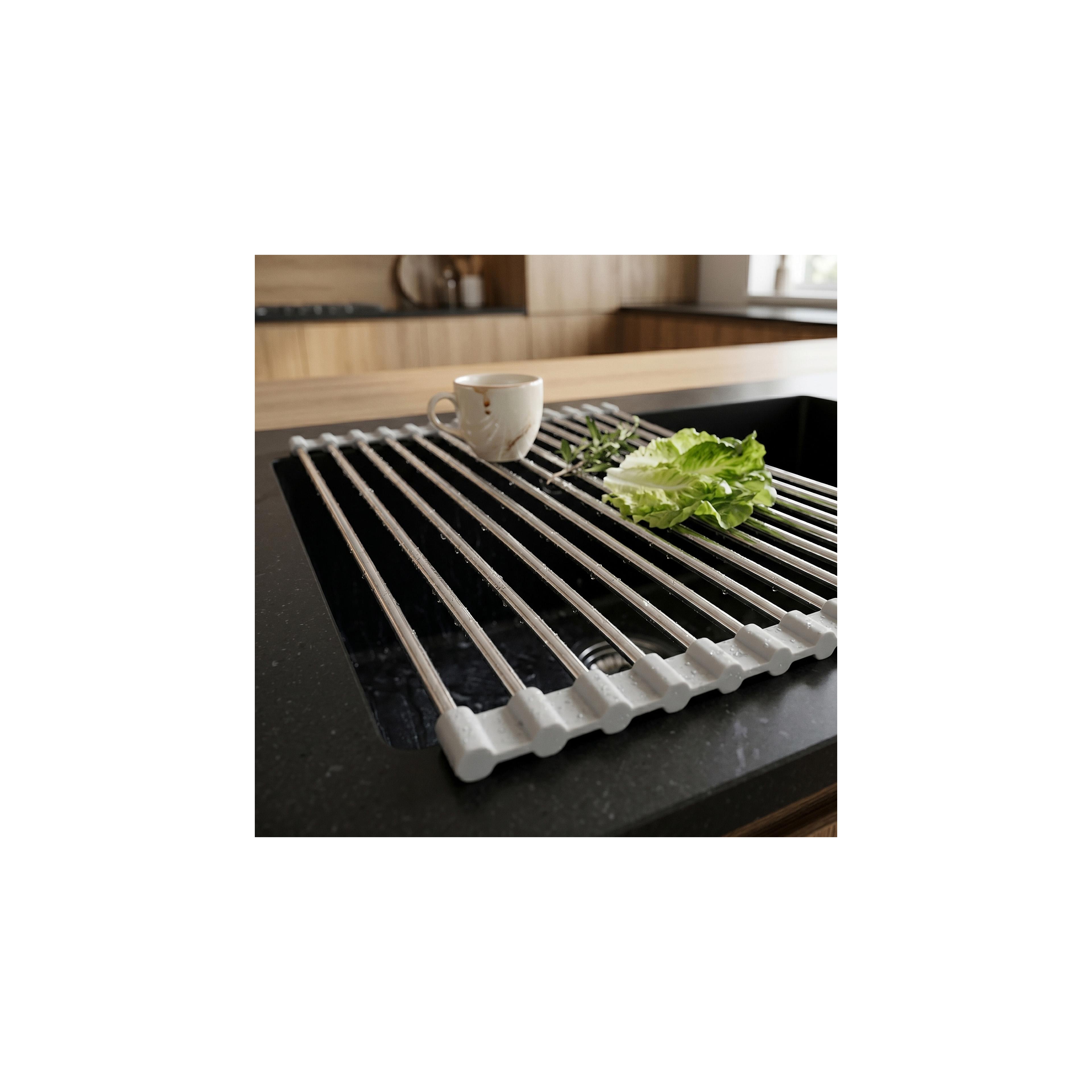 Roll-up dish drying rack for sink REA P12298A Grey