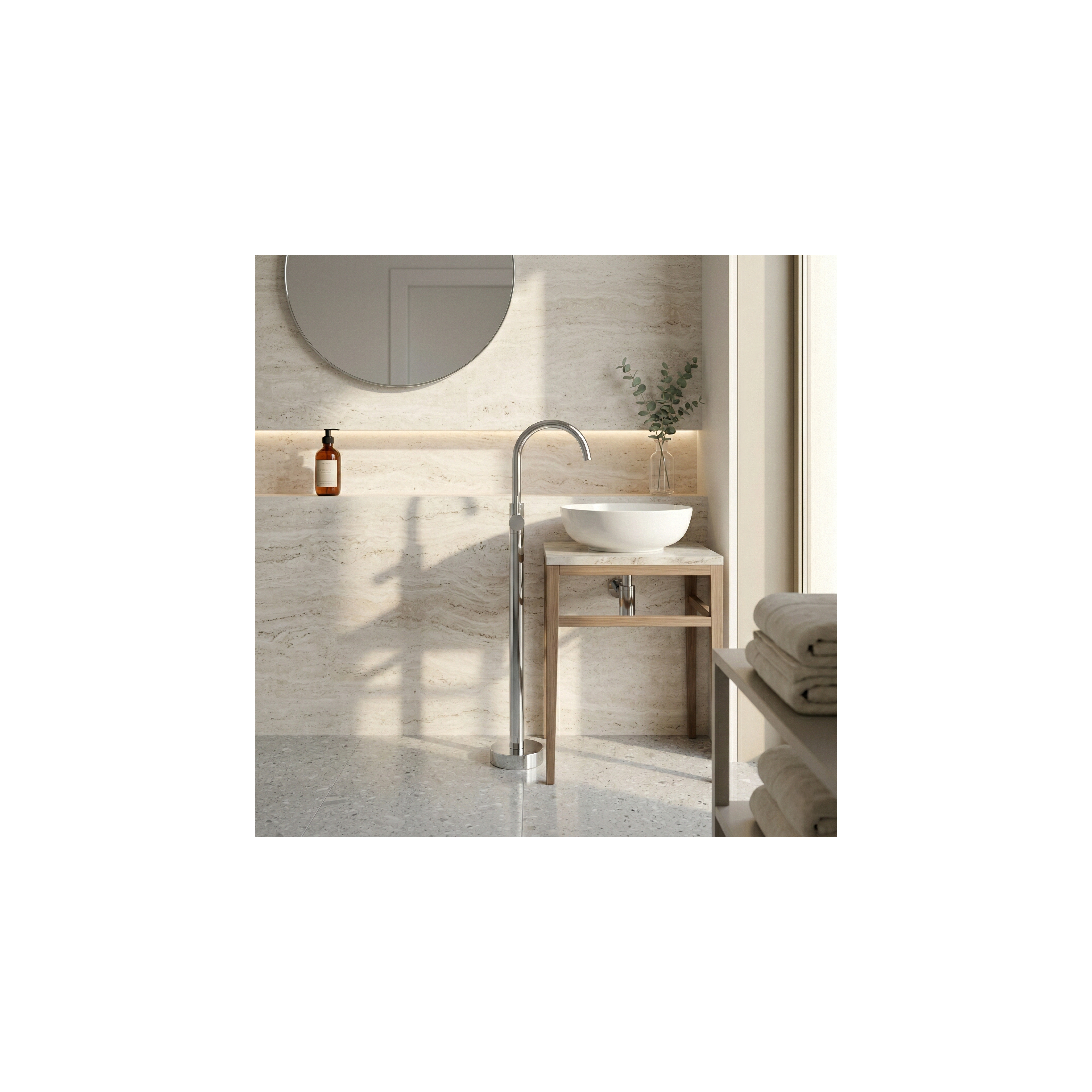 Waschbeckenarmatur freistehend Rea Lungo Chrome
