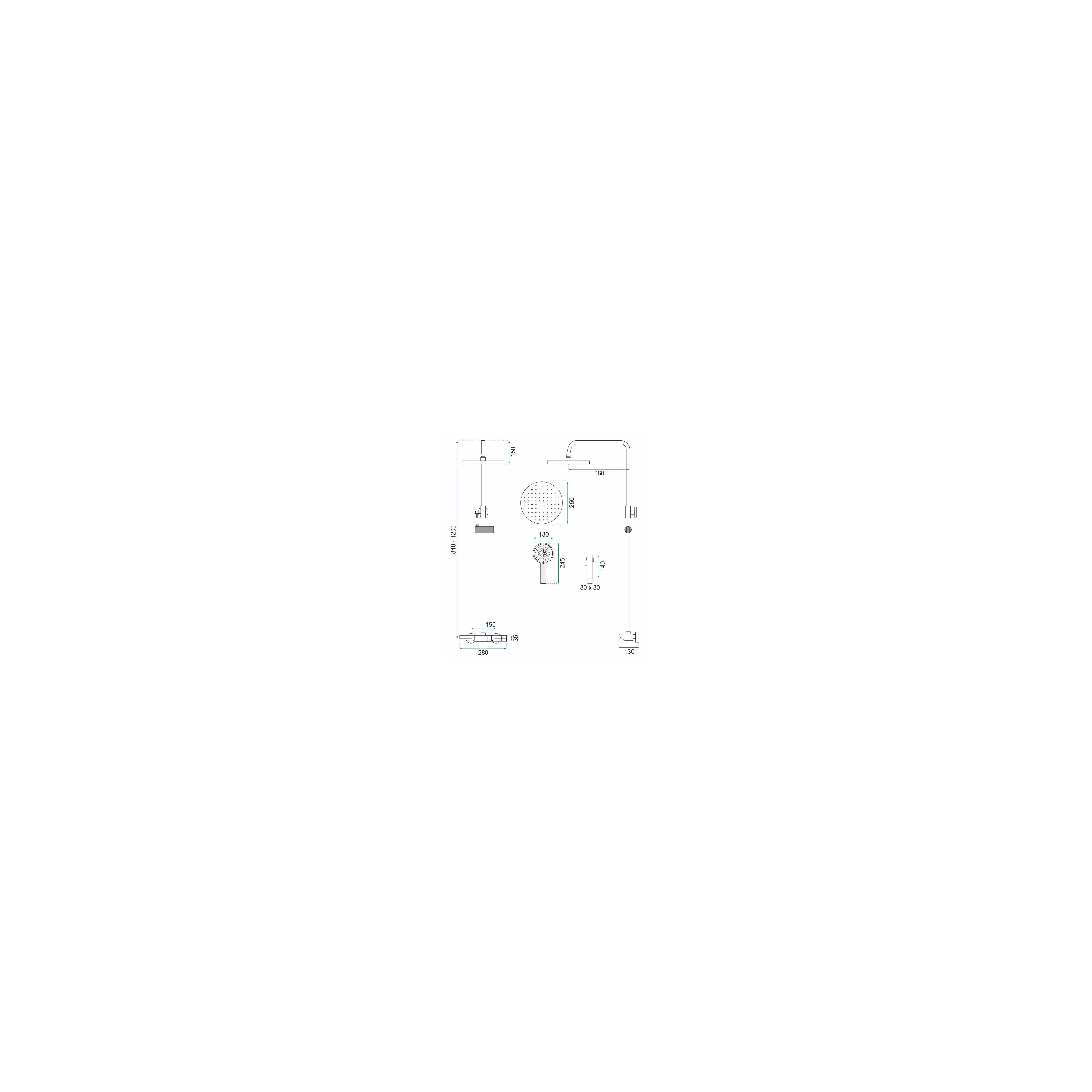 Shower set REA Savio Led Titanium