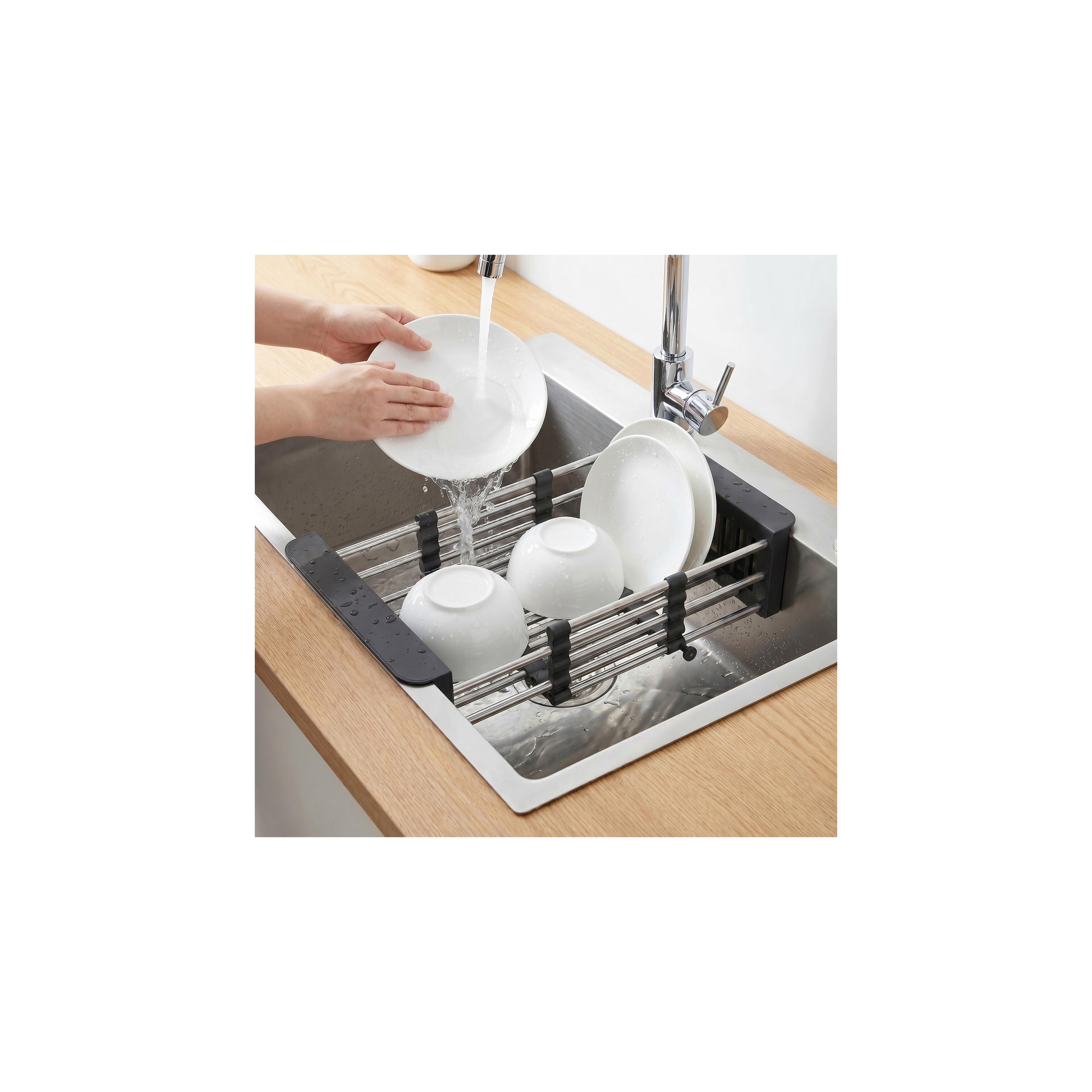 Telescopic sink dish drying rack REA P14487 Black
