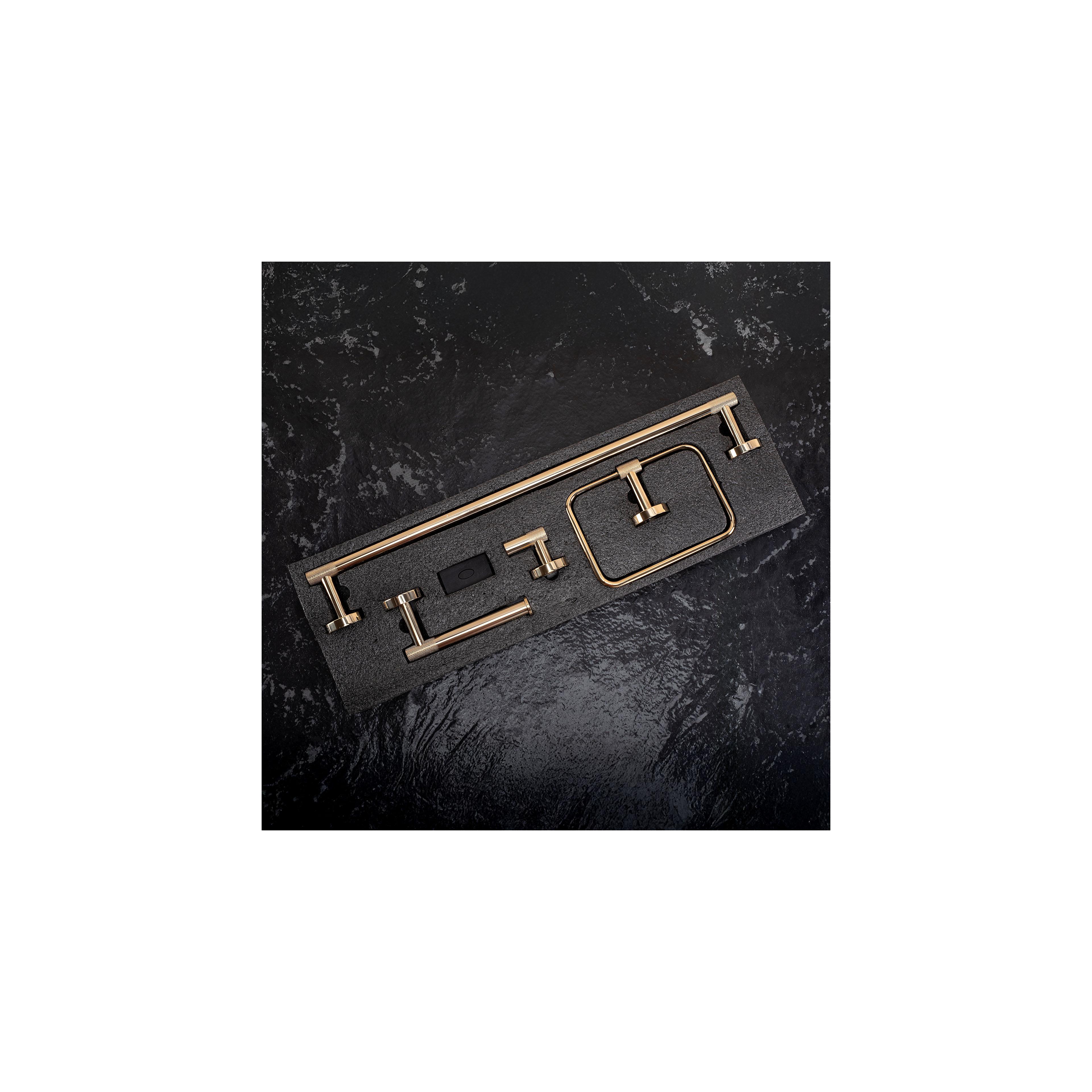 Badezimmer-Accessoire-Set GRID Gold 4-teilig
