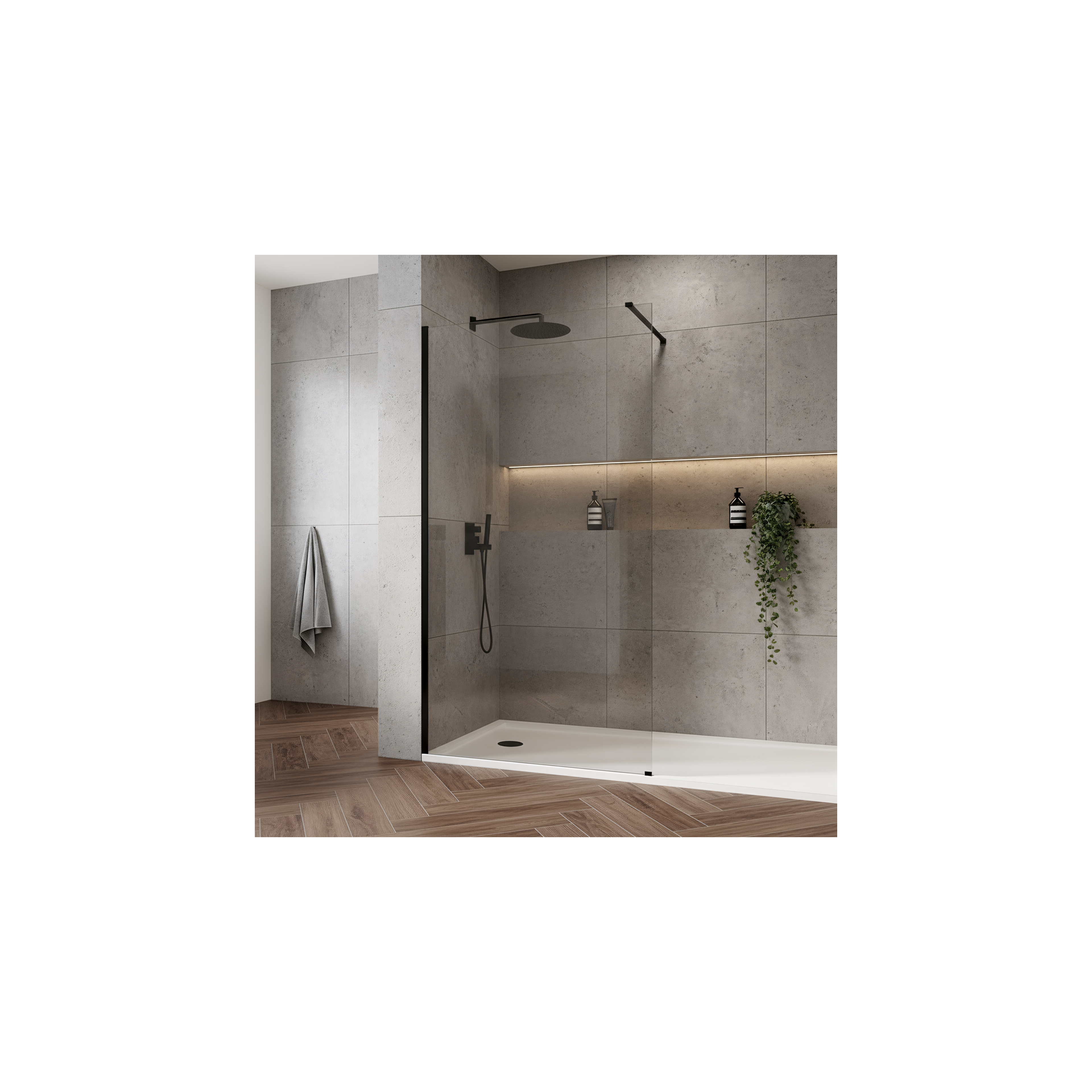 Tuš zaslon Rea Flexi Transparent / Black 100