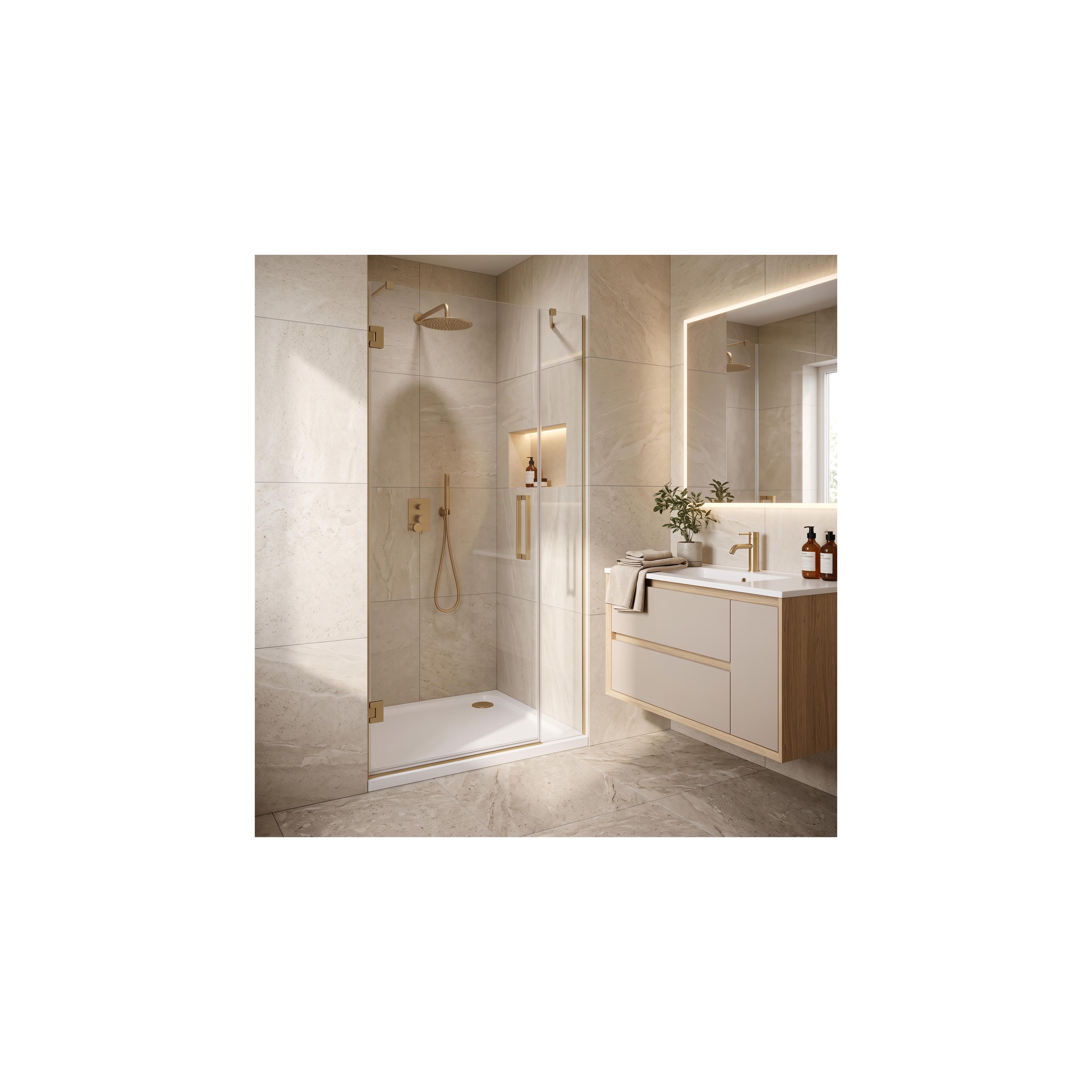 Akrylatbalja för dusch Rea Belmond vit 90x90 Brush Gold