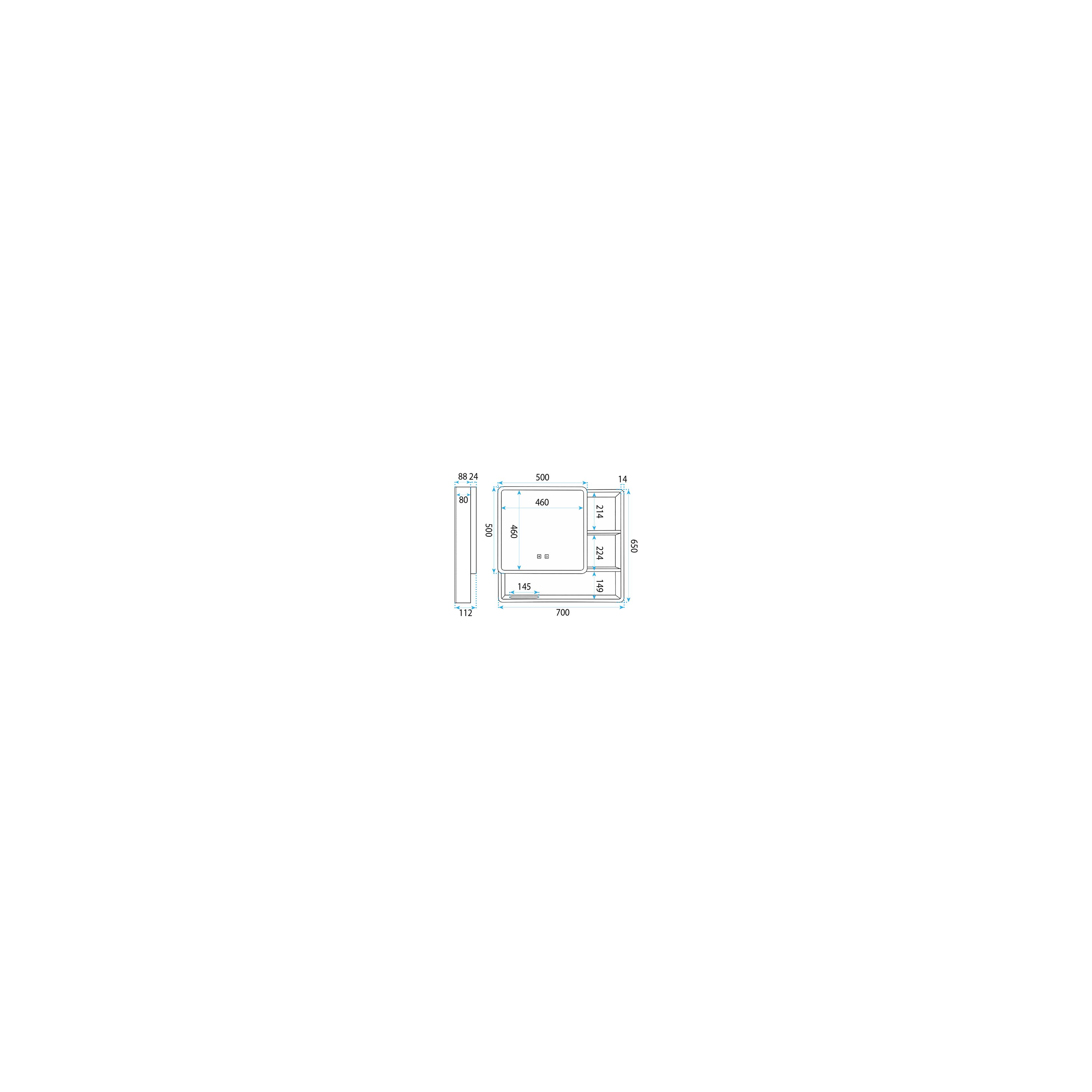 LED mirror cabinet M1016-70 70x65