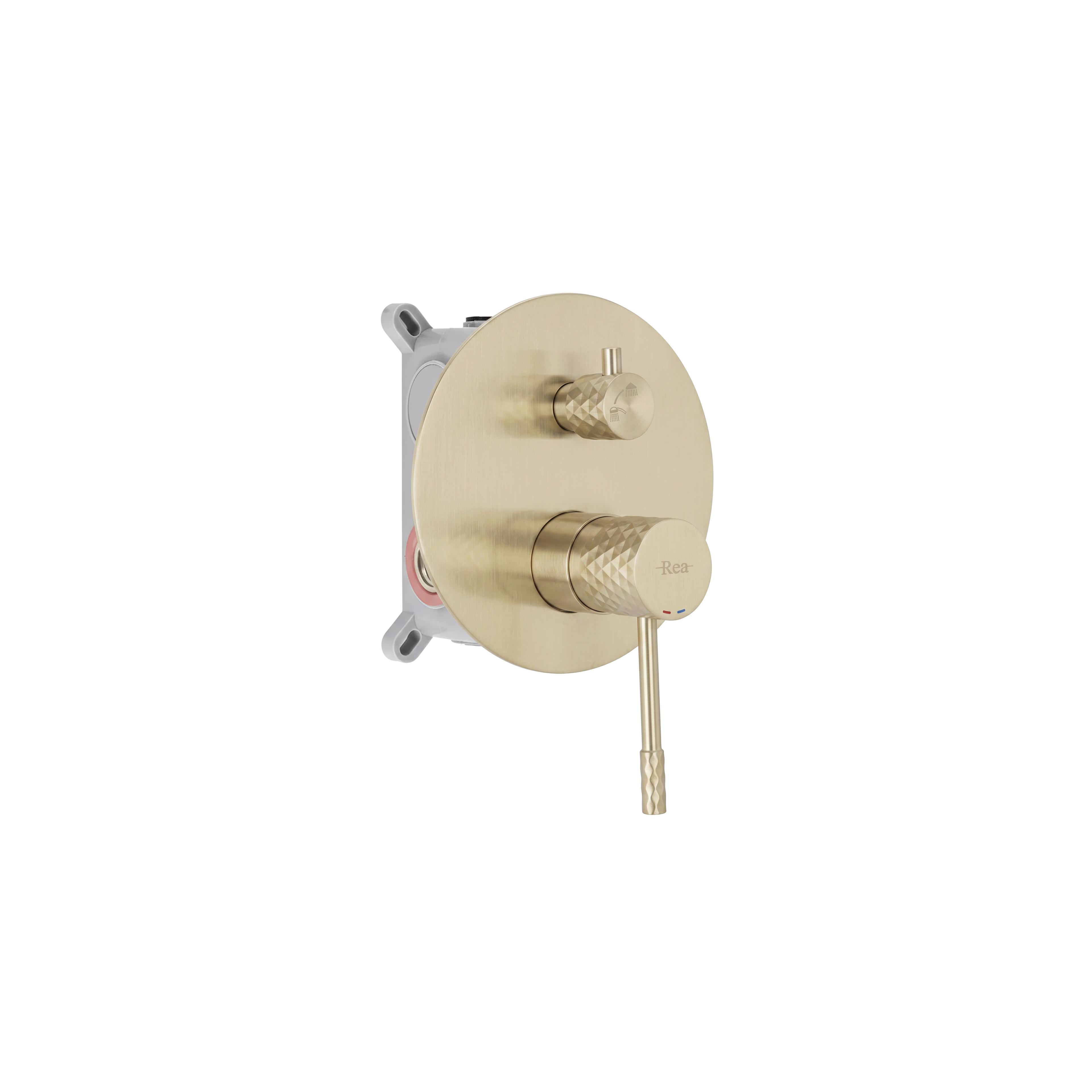 Unterputz Duschset Rea Lungo Diamond Brush Gold + BOX