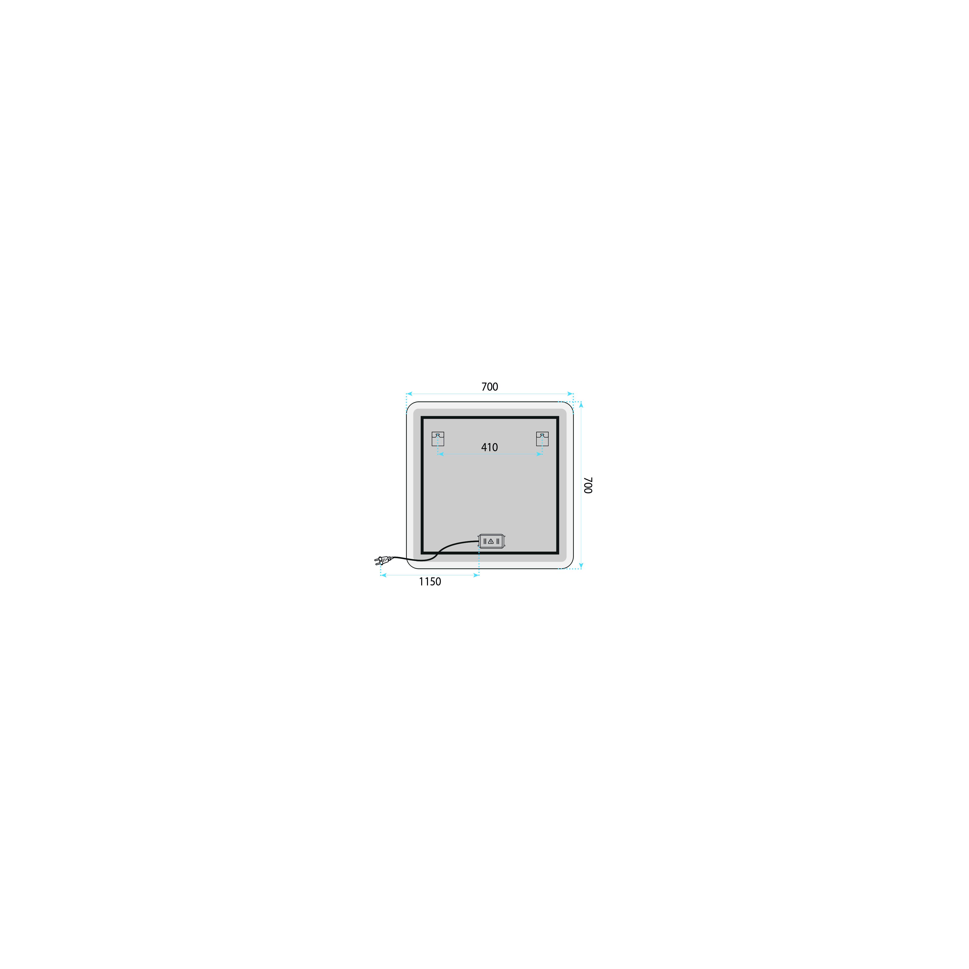 Spiegel LED 70x70cm TOP-2