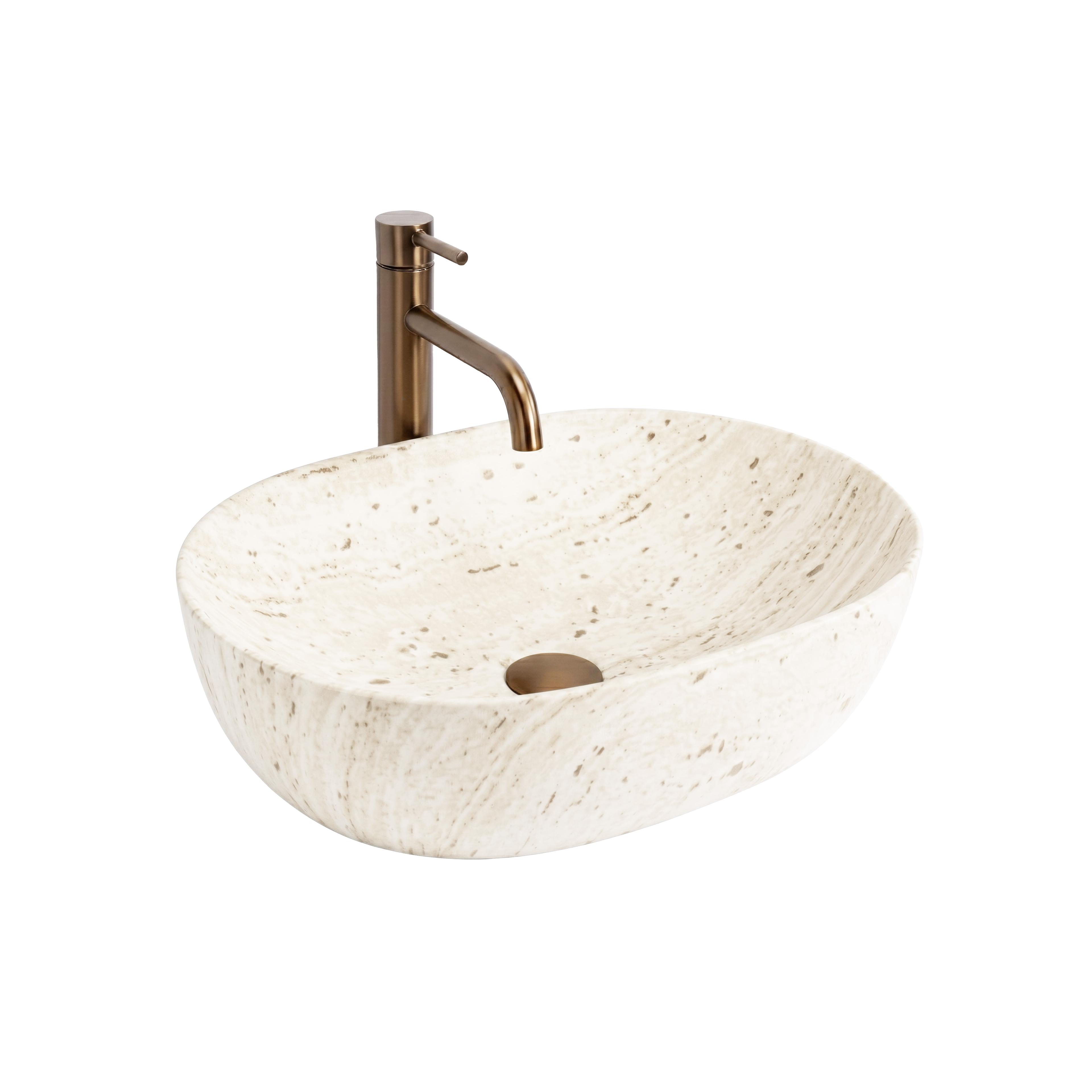 Aufsatzwaschbecken Rea Amelia Travertine Classic 48