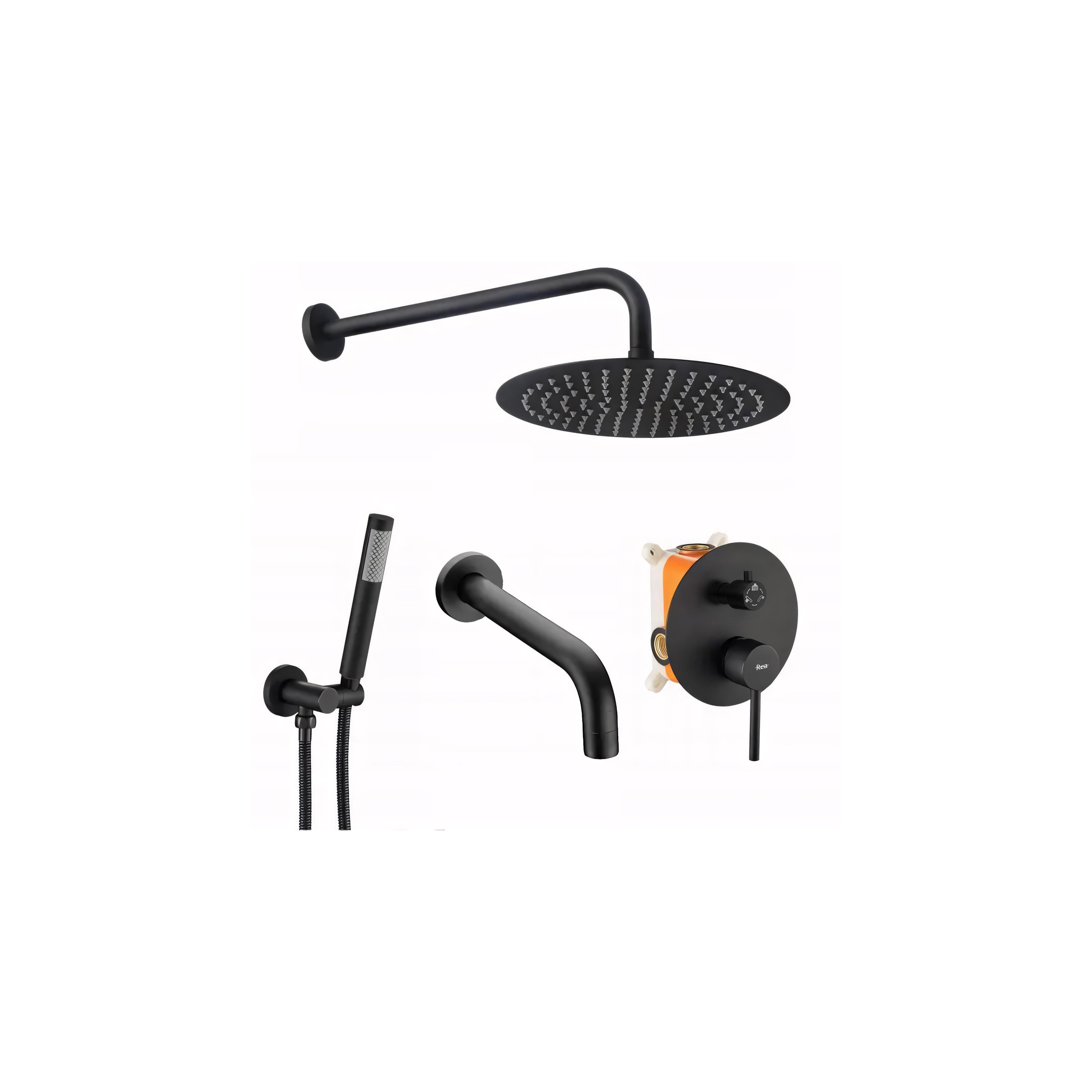 Set de duș și cada incastrabil Rea Lungo Black black + BOX