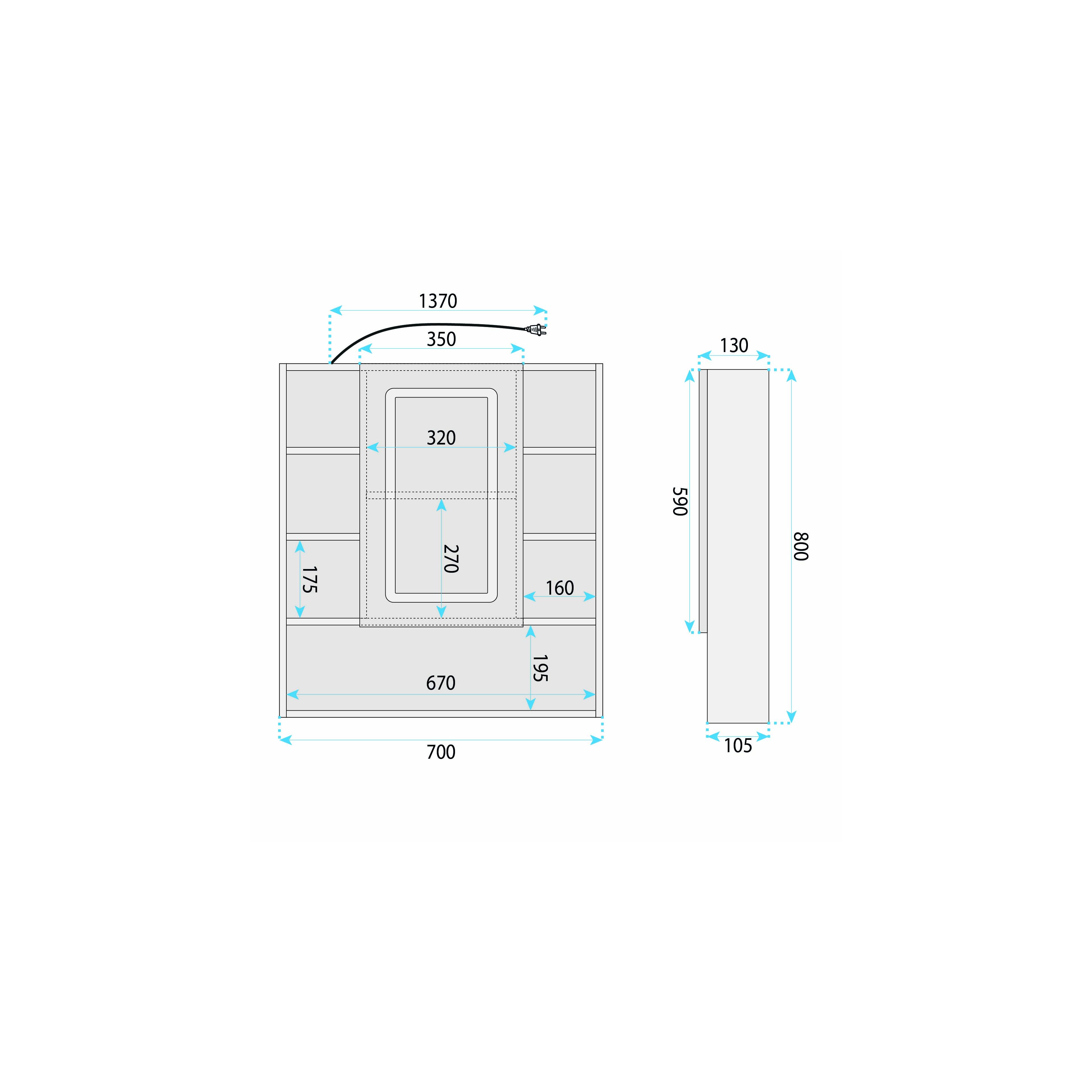 LED-Spiegelschrank Rea Luna 70x80cm