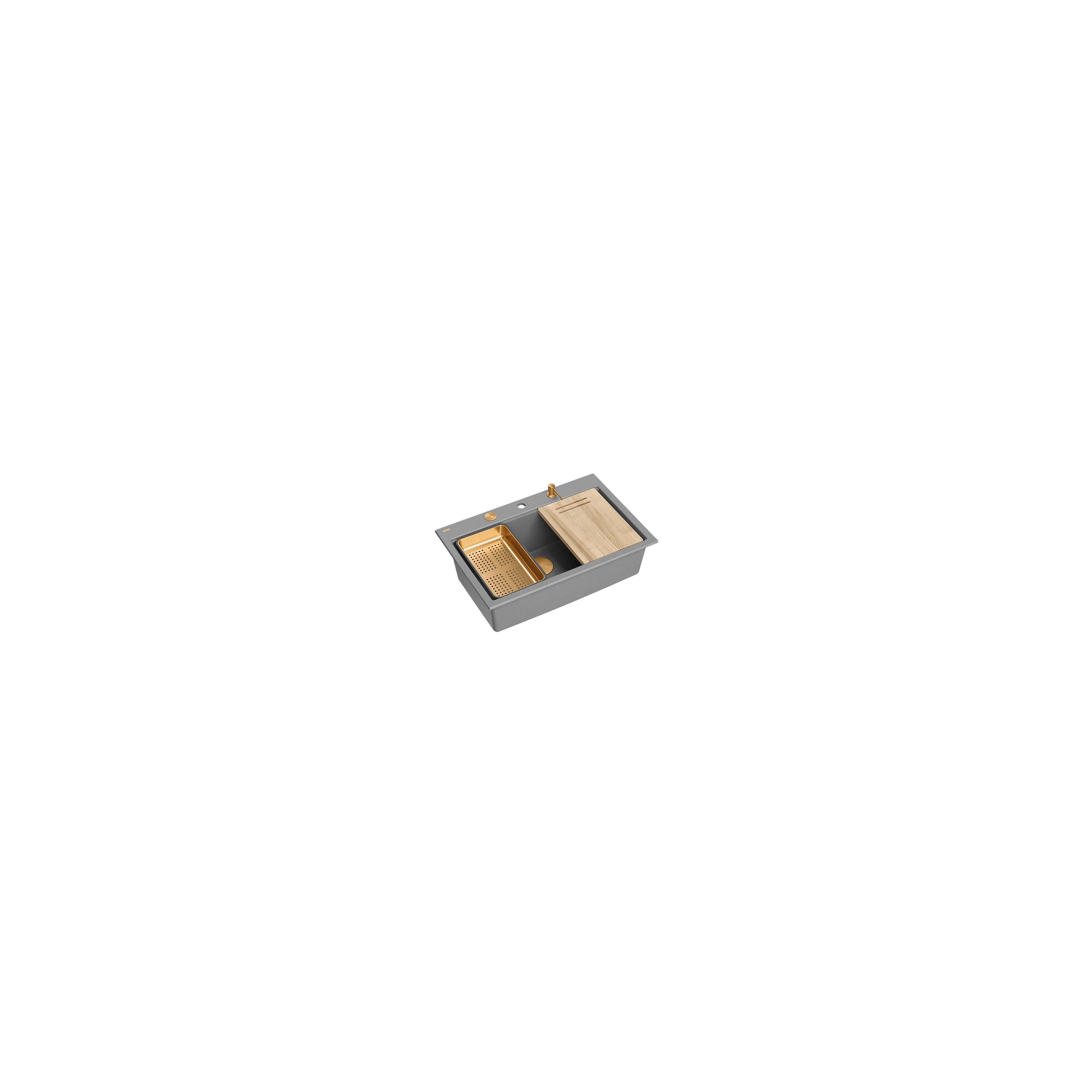 Granitspülbecken MARC 110 WORKSTATION Grey Metallic