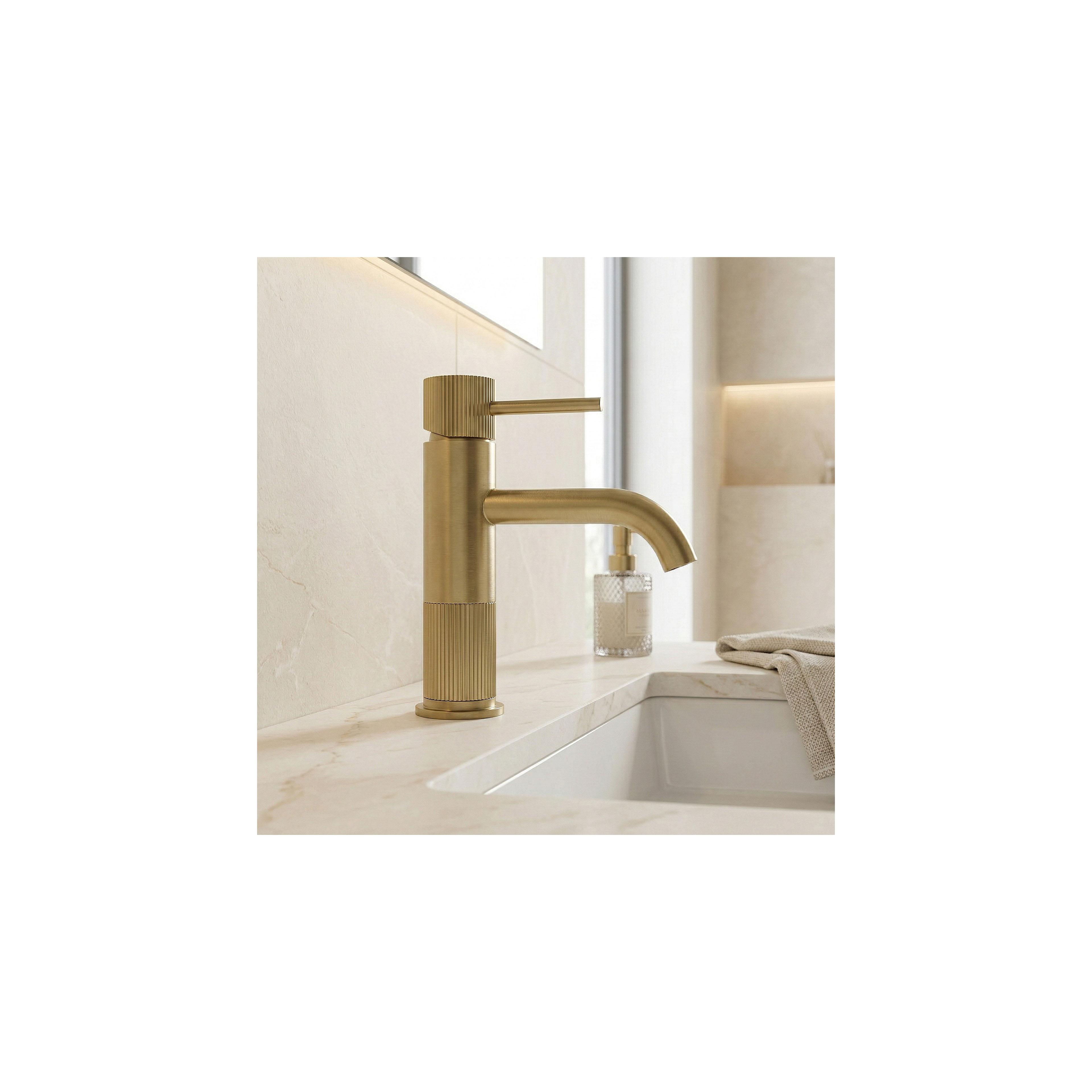 Waschbeckenarmatur Rea Lungo Stripe Brush Gold Low