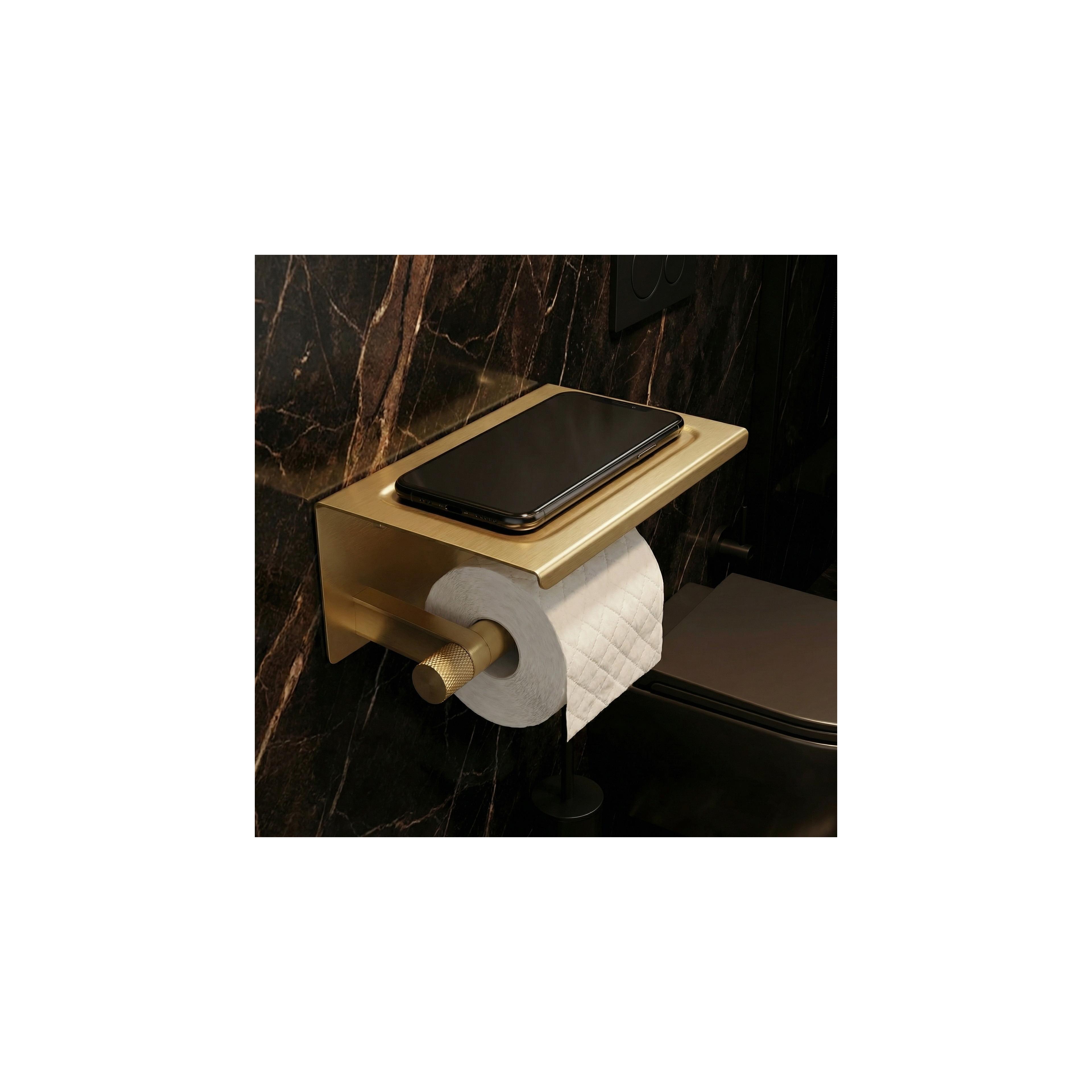 Toilettenpapierhalter mit Ablage 39105A ORI Brush Gold