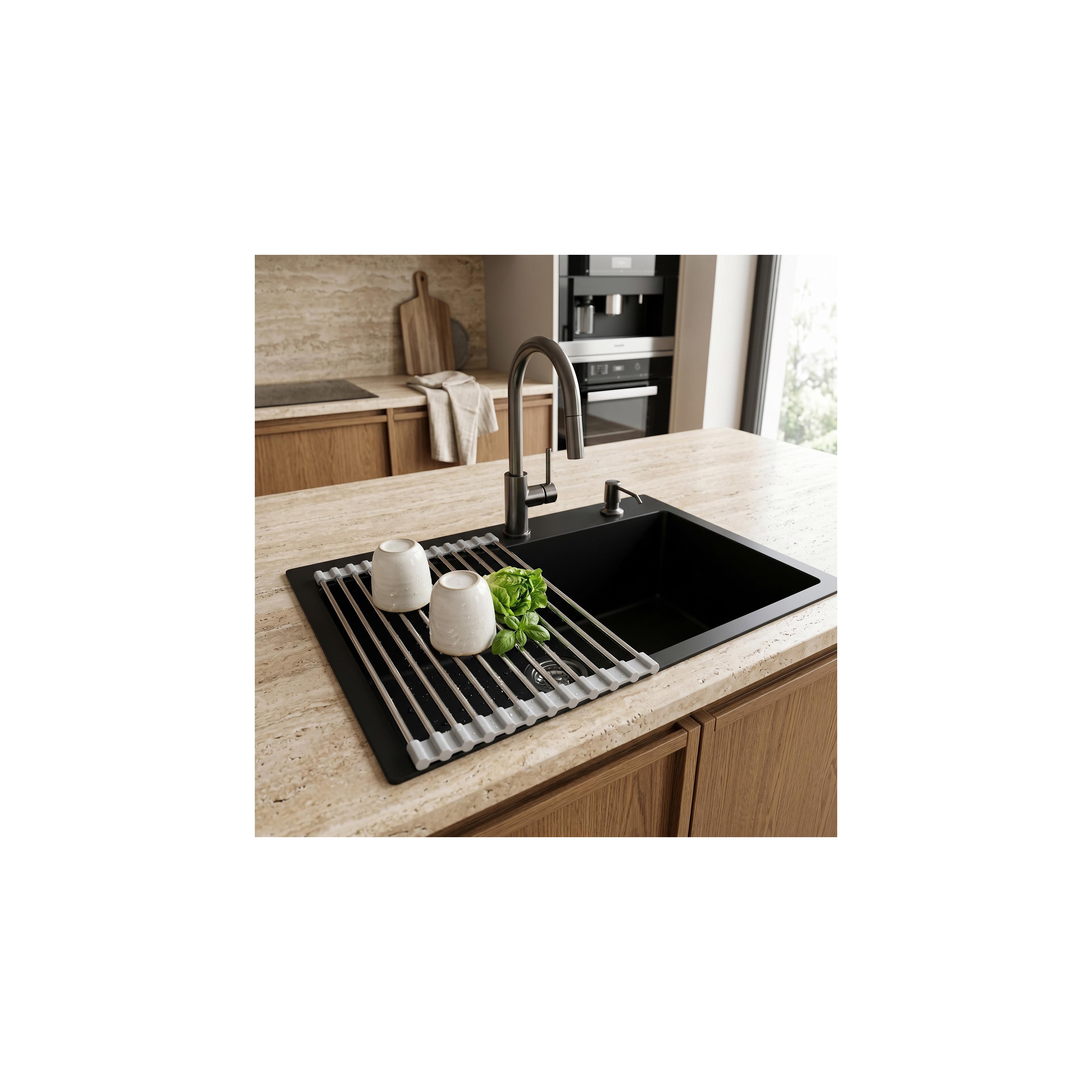 Roll-up dish drying rack for sink REA P12298A Grey