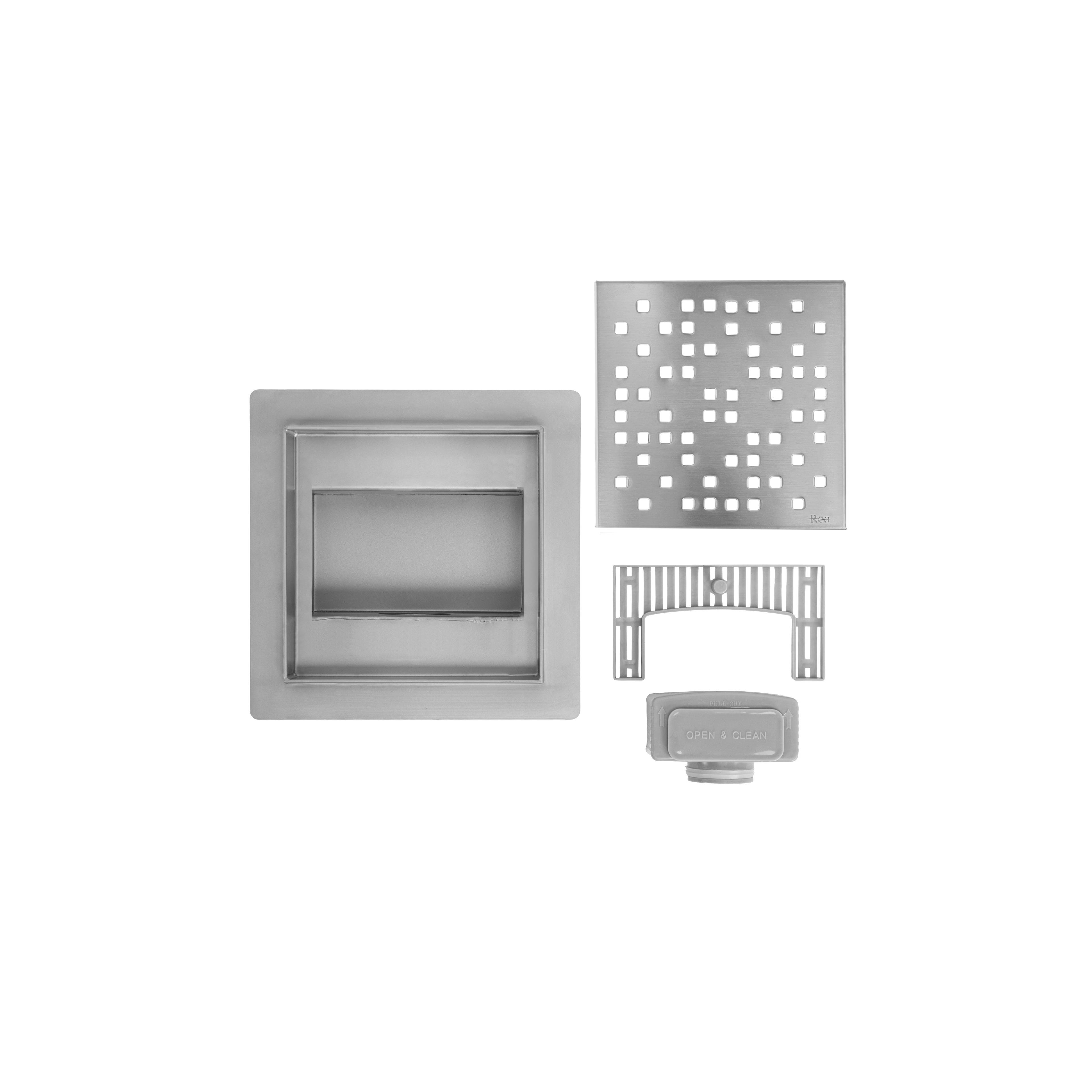 Scarico lineare REA DOTS 150x150 Nickel Brush
