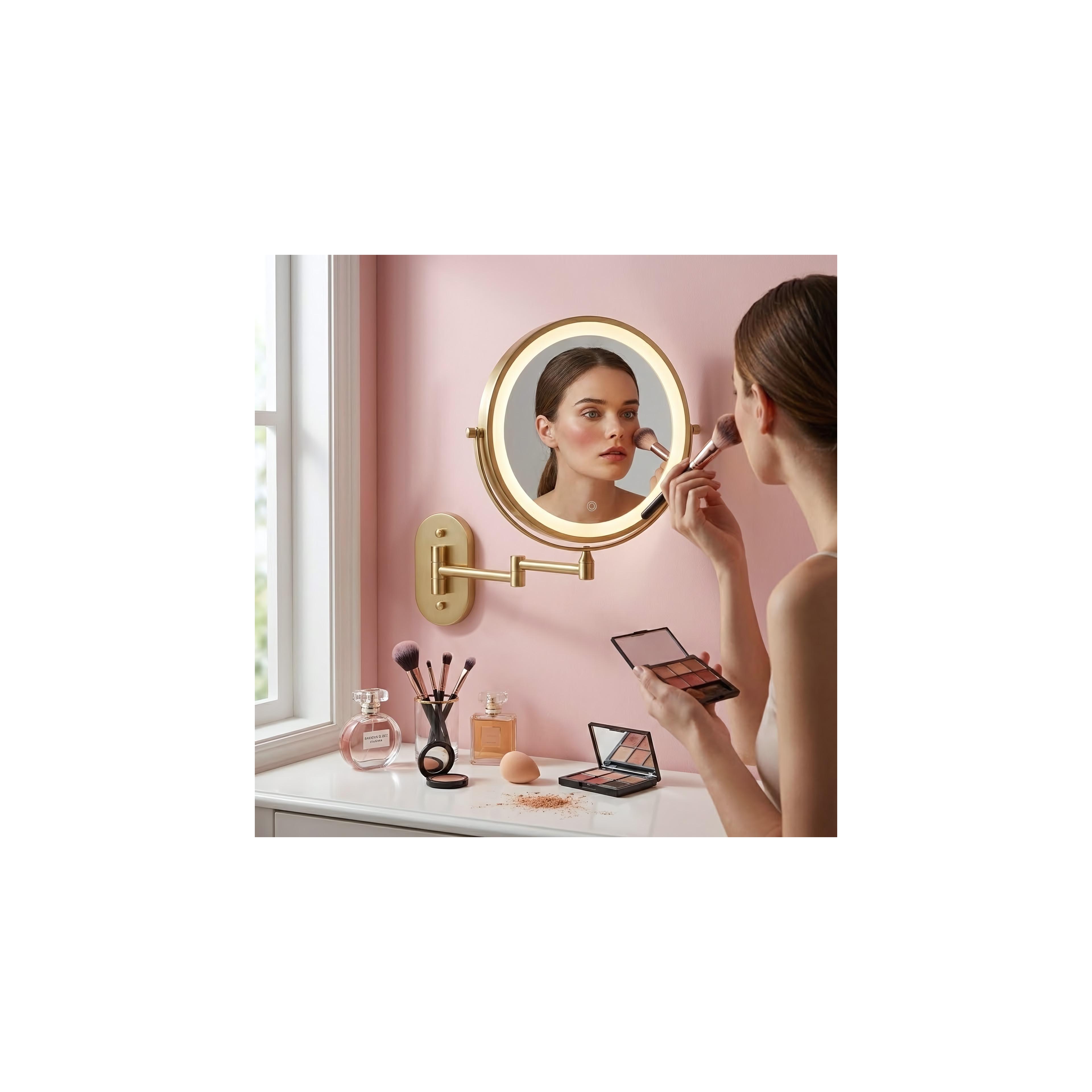 Mirror LED Glow Brush Gold