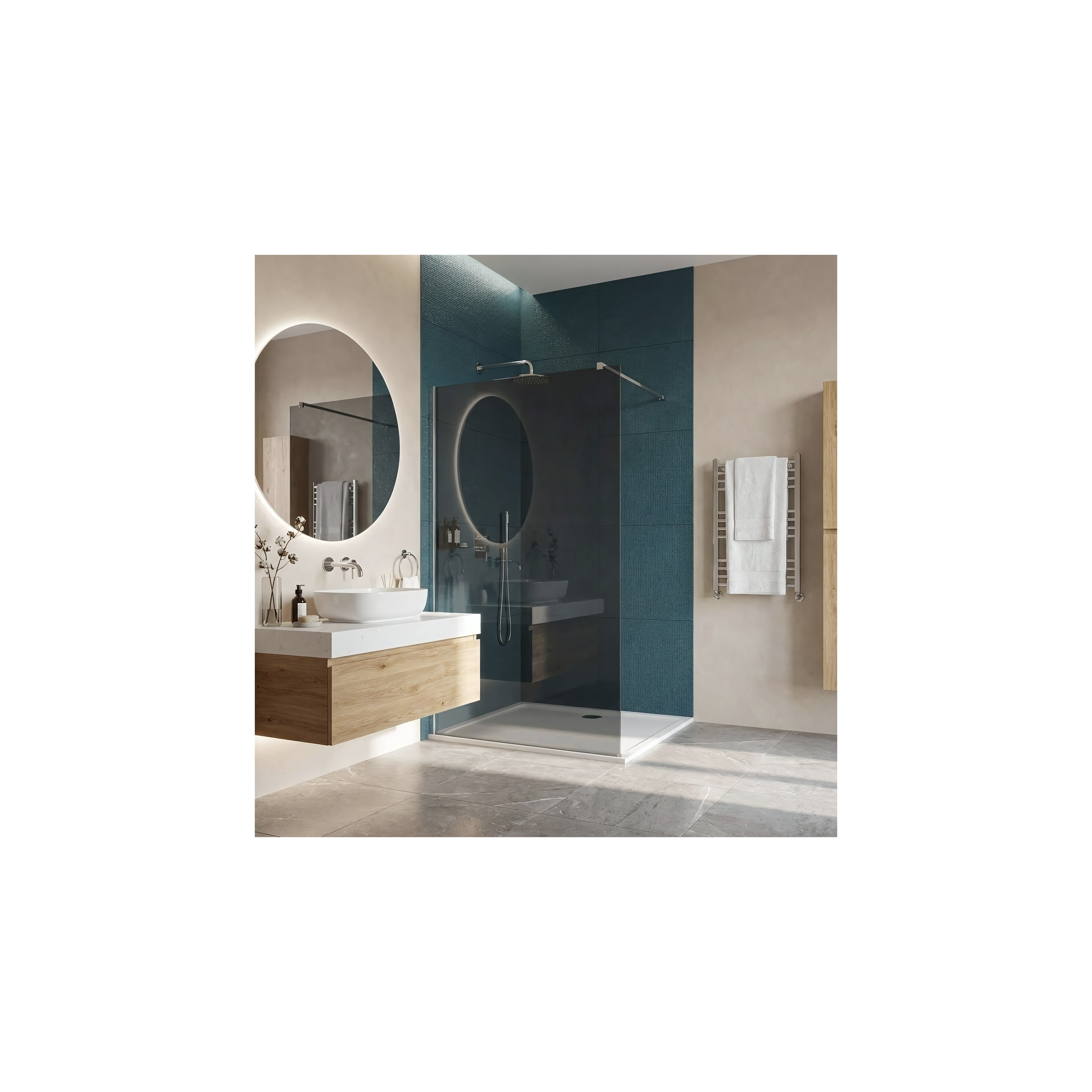Duschwand Rea Flexi Grey / Chrome 120