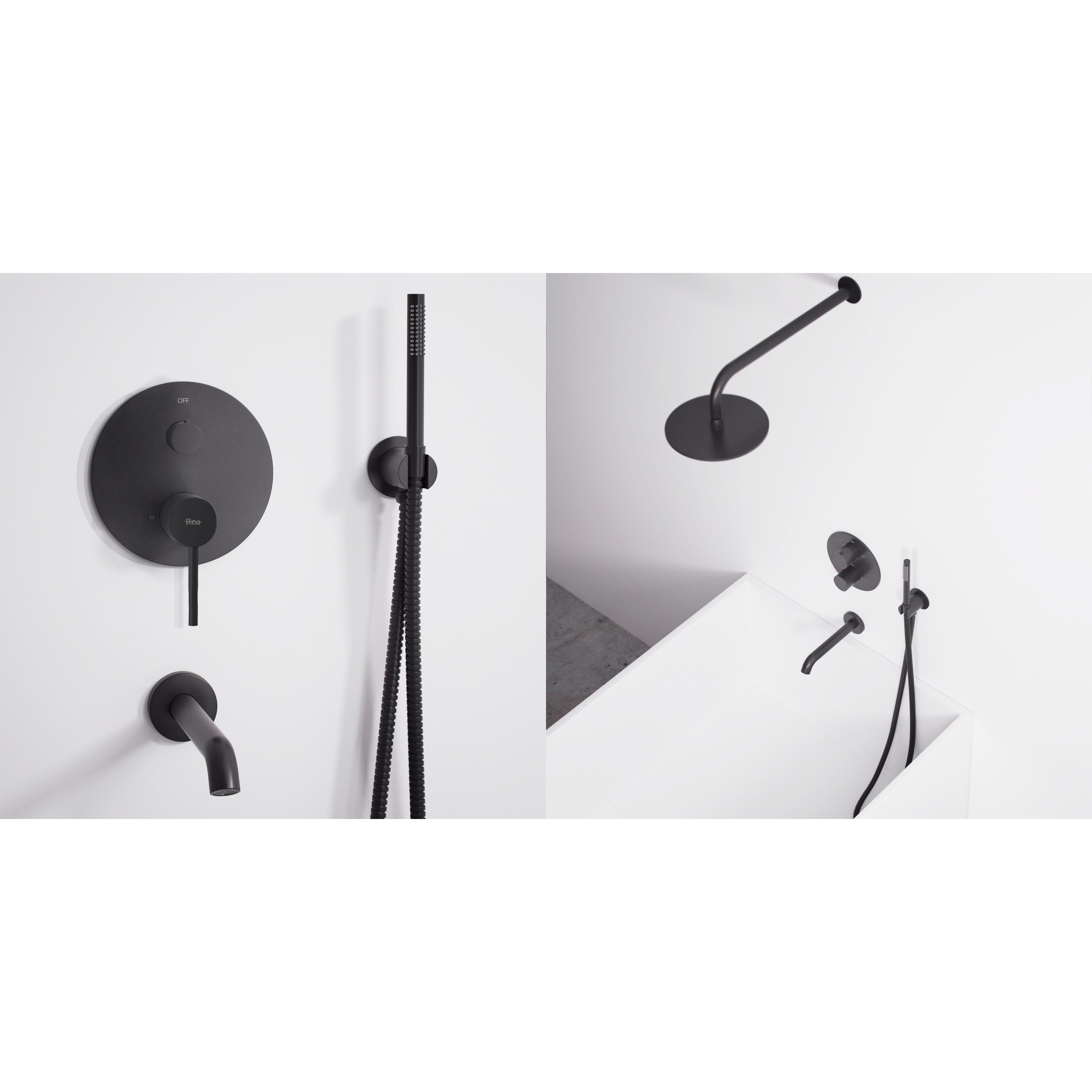 Set de duș și cada incastrabil Rea Lungo Black black + BOX