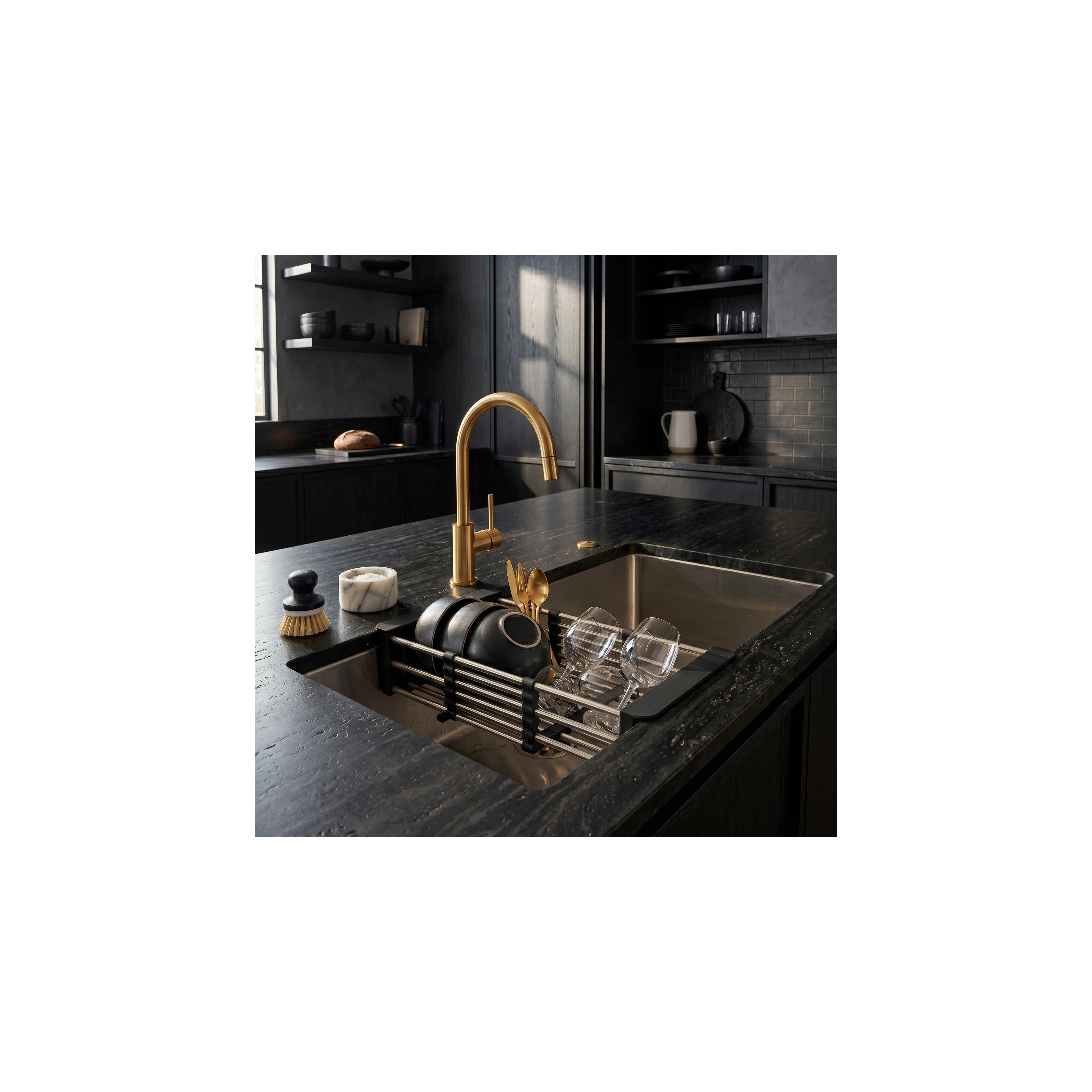Telescopic sink dish drying rack REA P14487 Black