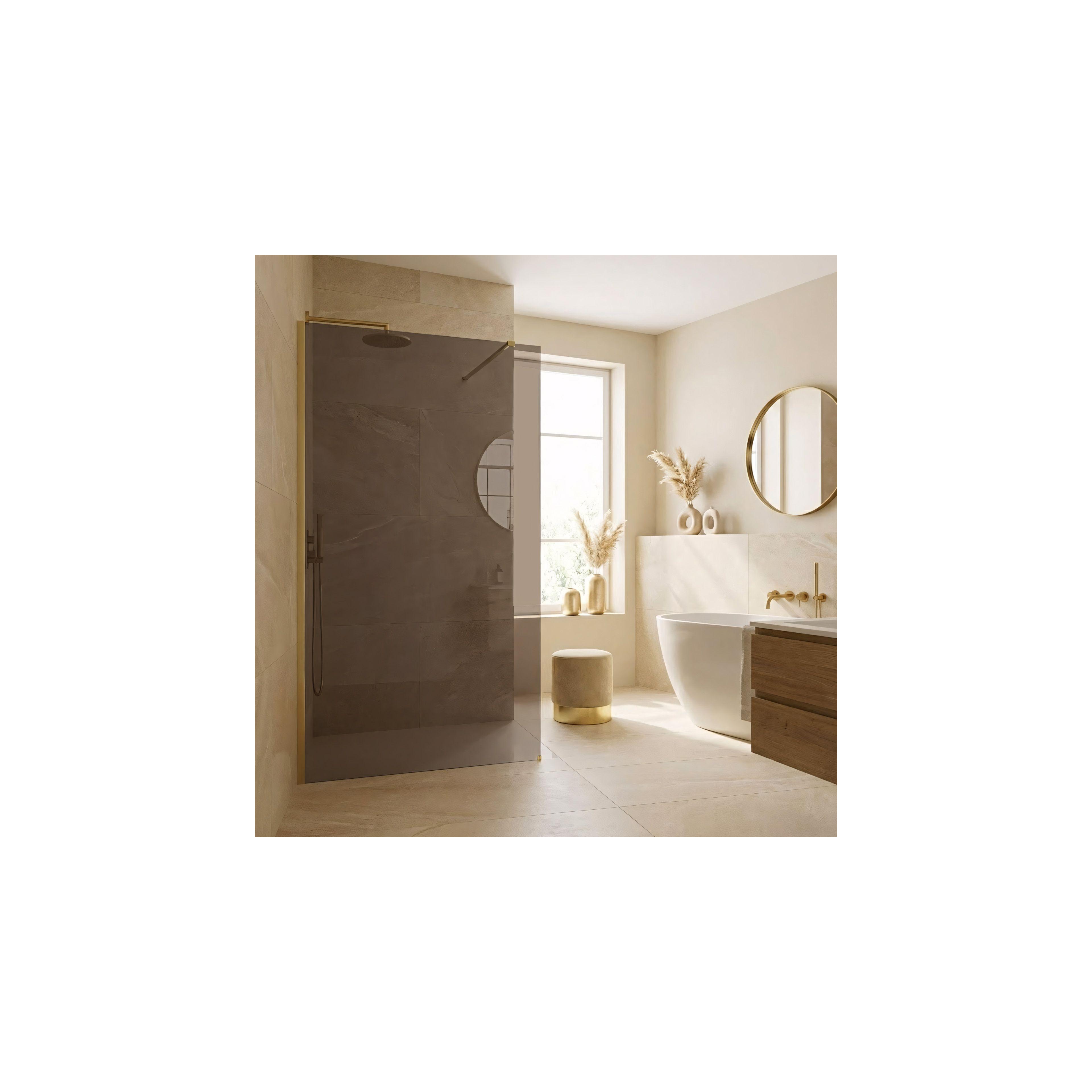 Tuš zaslon Rea Flexi Brown / Brush Gold 90