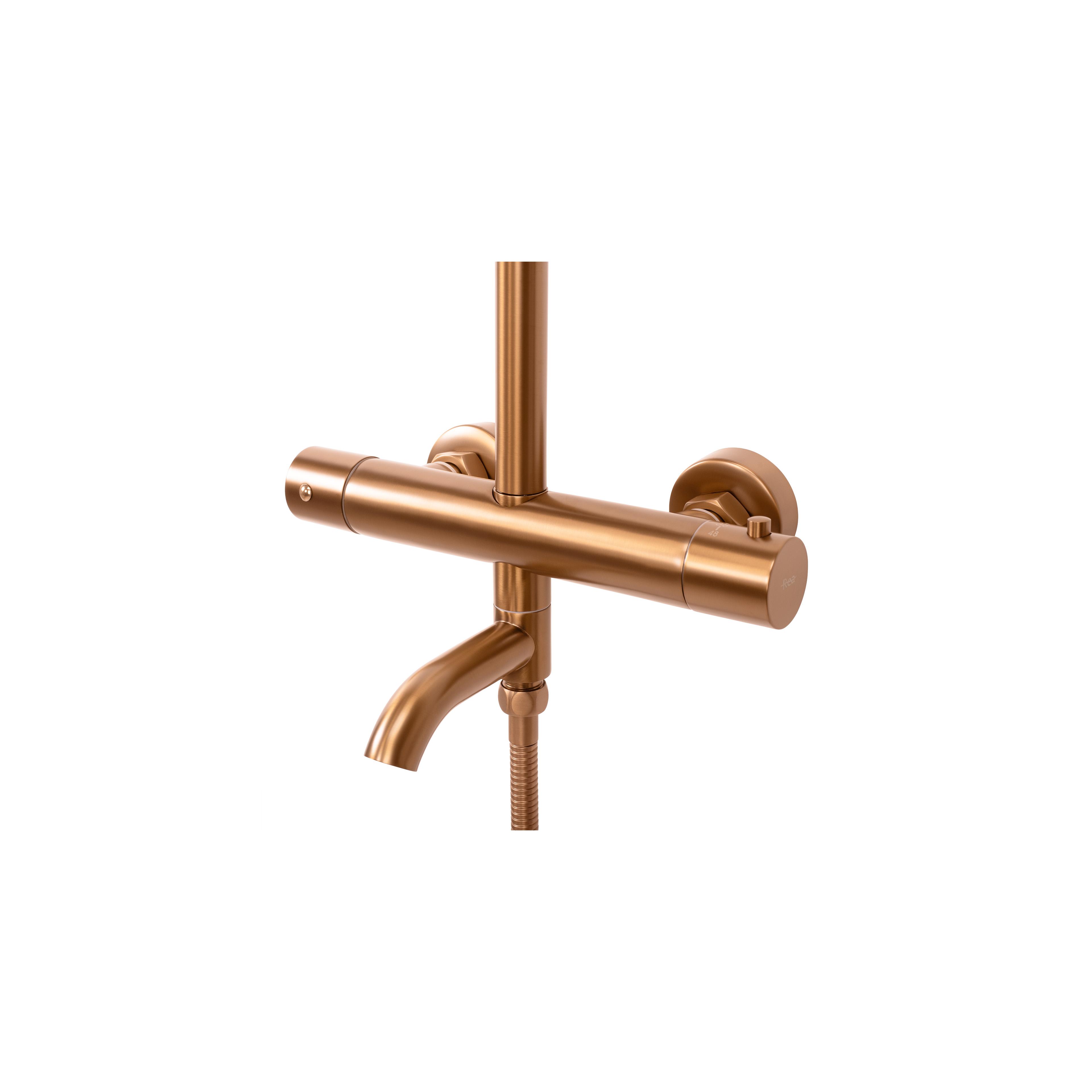 Kit de douche avec thermostat REA Lungo Copper Brush
