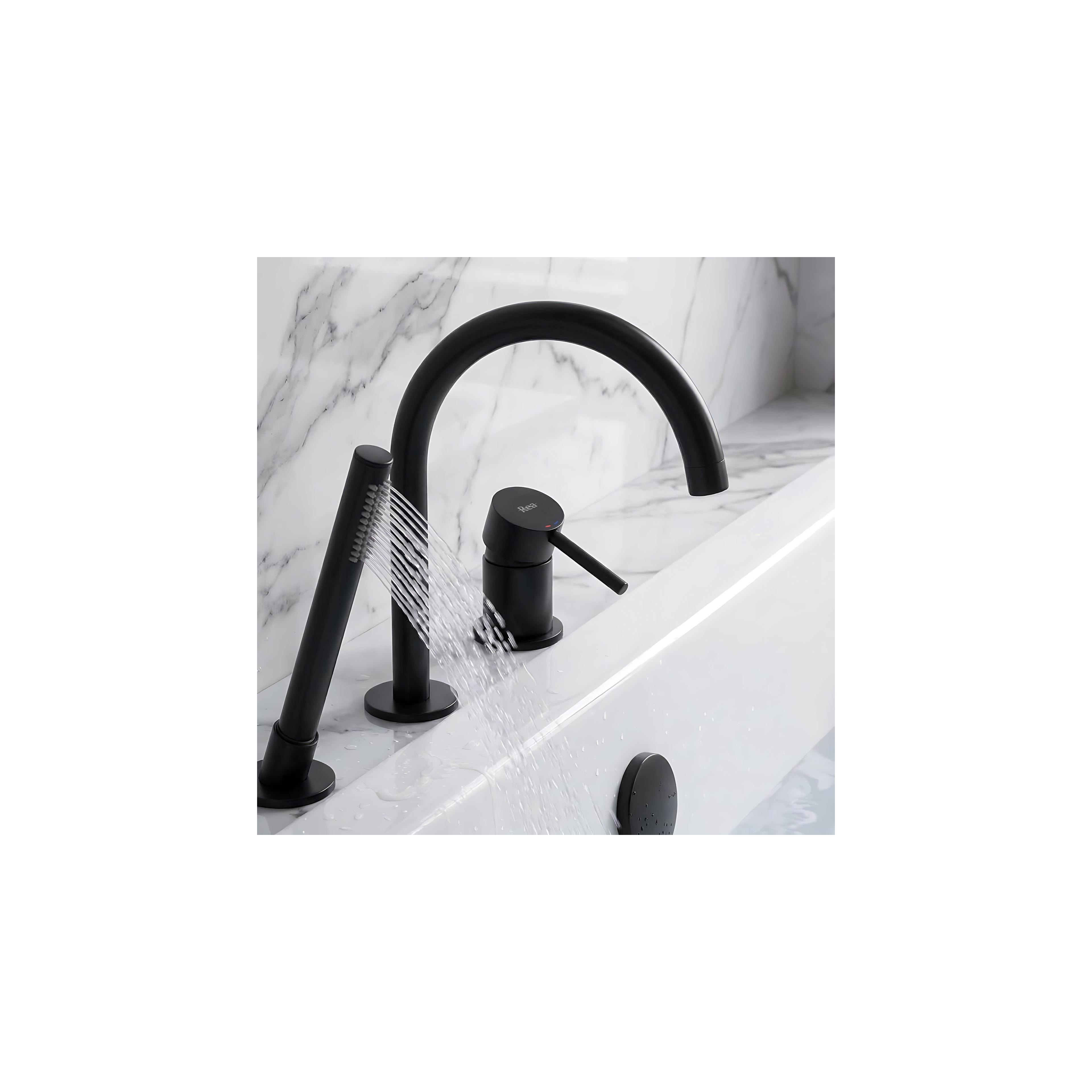 3-Hole Bathtub Faucet Rea Lungo Black