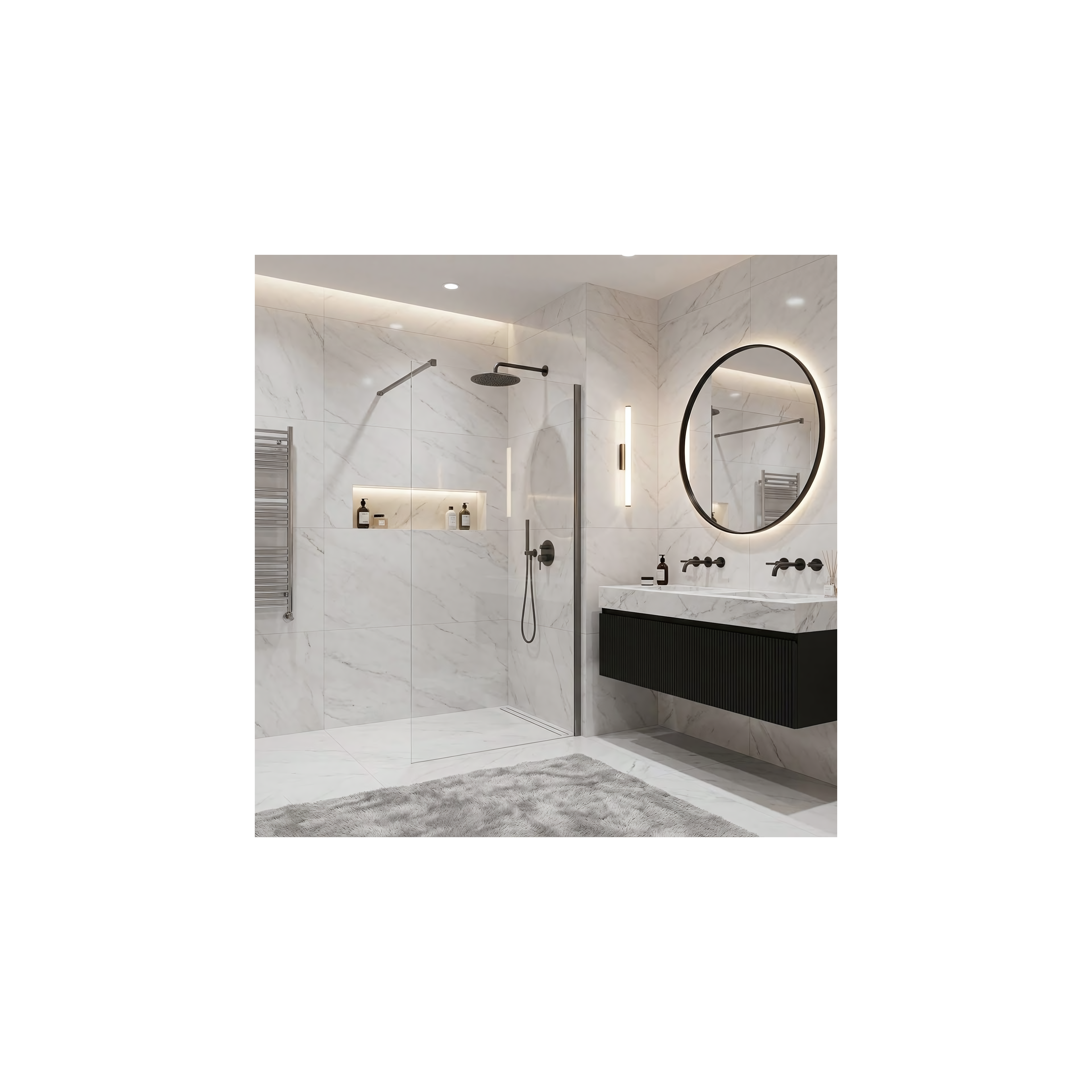 Duschwand Rea Flexi Transparent / Titan 130