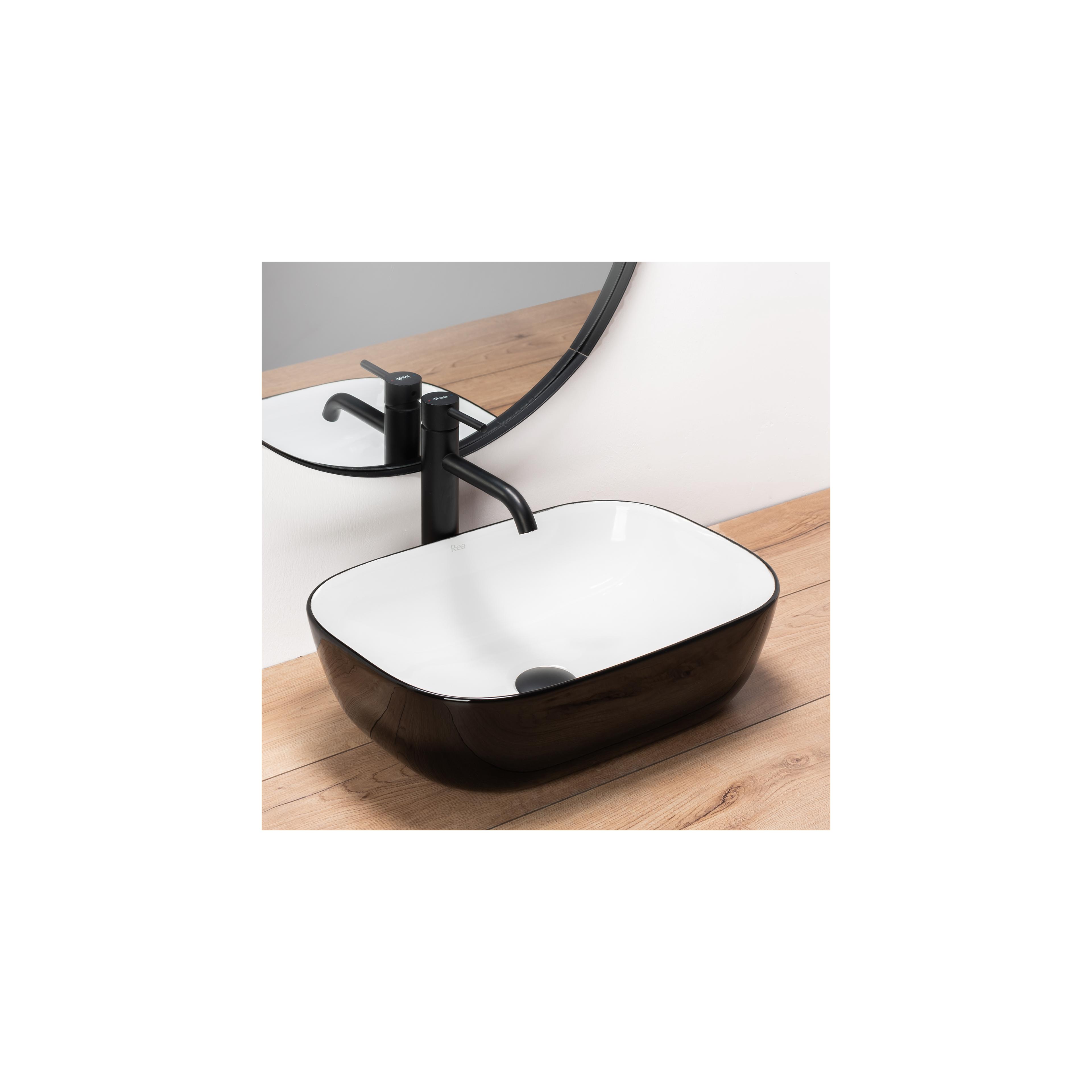 Lavabo sobre encimera Rea Belinda White Black