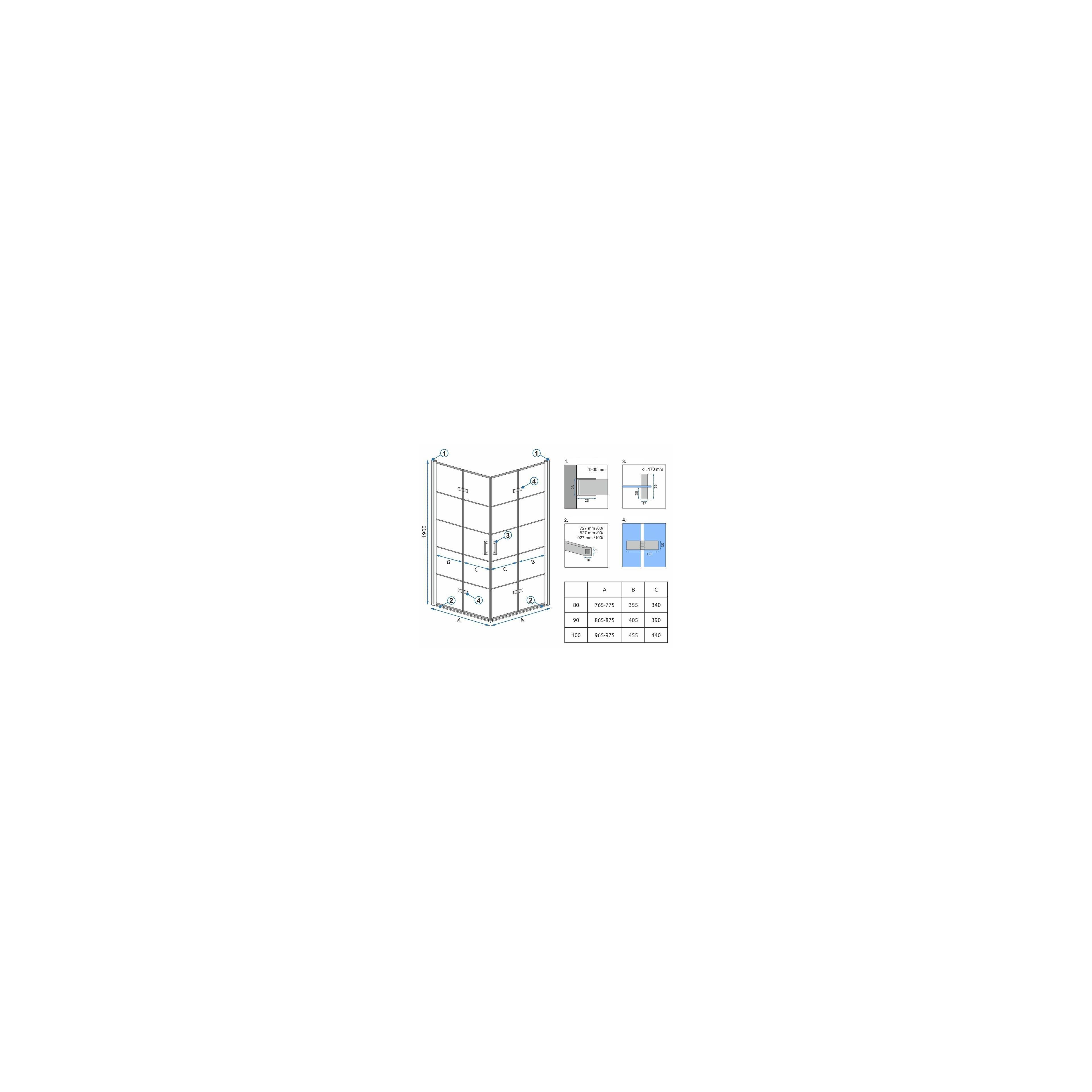 Cabina dus Rea Molier Black Double 80x90