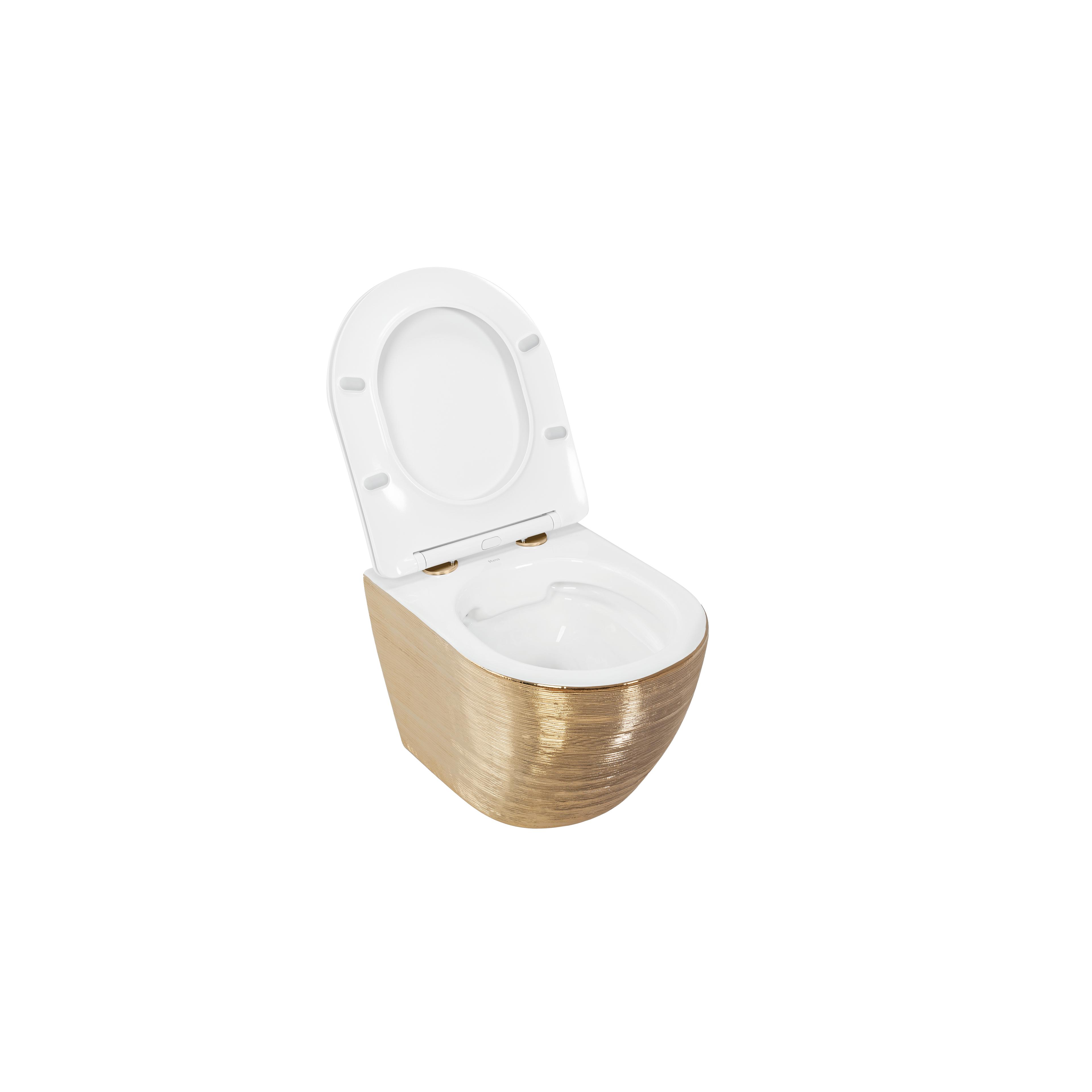 Klozetas pakabinamas Rea Carlo Flat Brush Gold