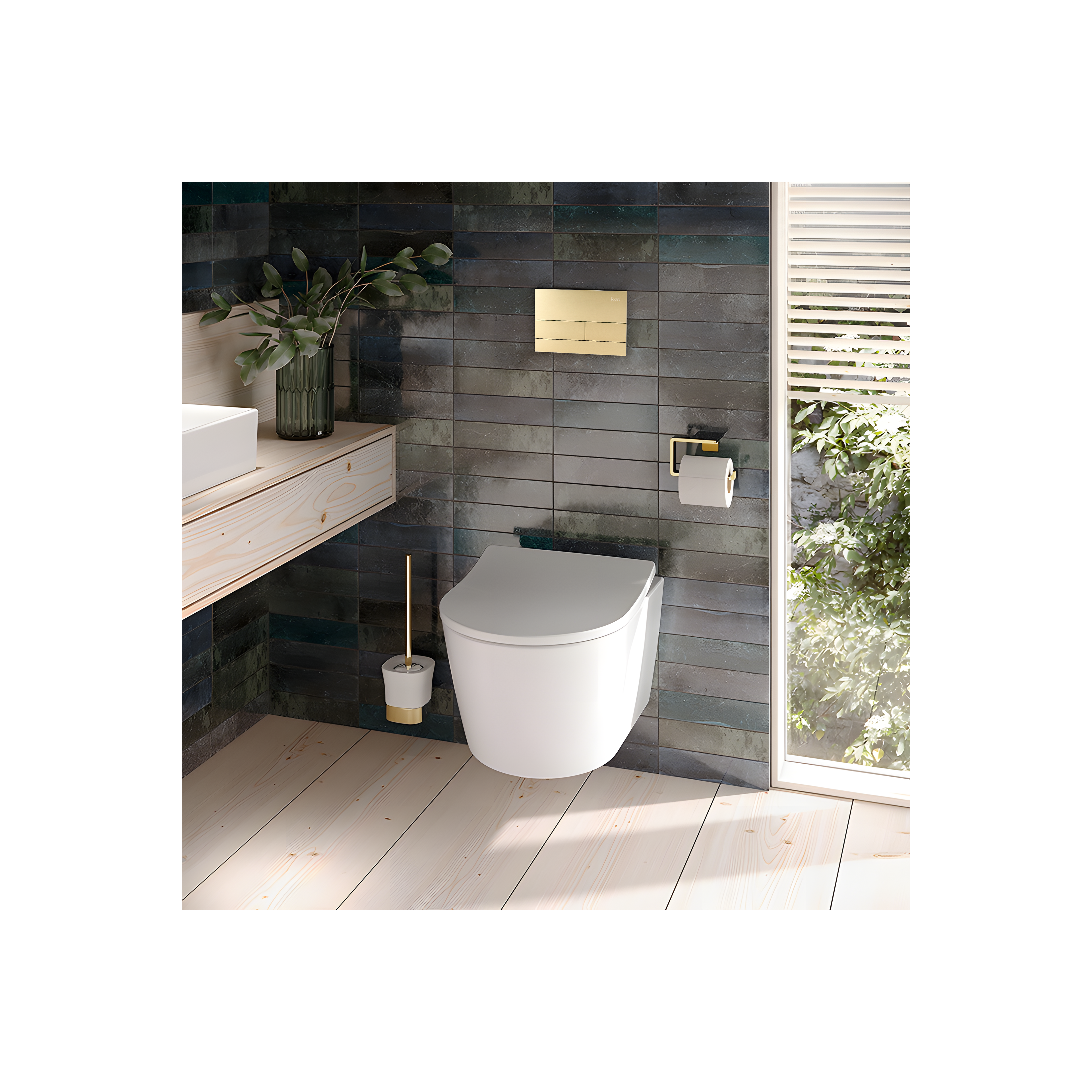 WC öblítő gomb Rea T K011A-Q és Slim 024N Gold Brush