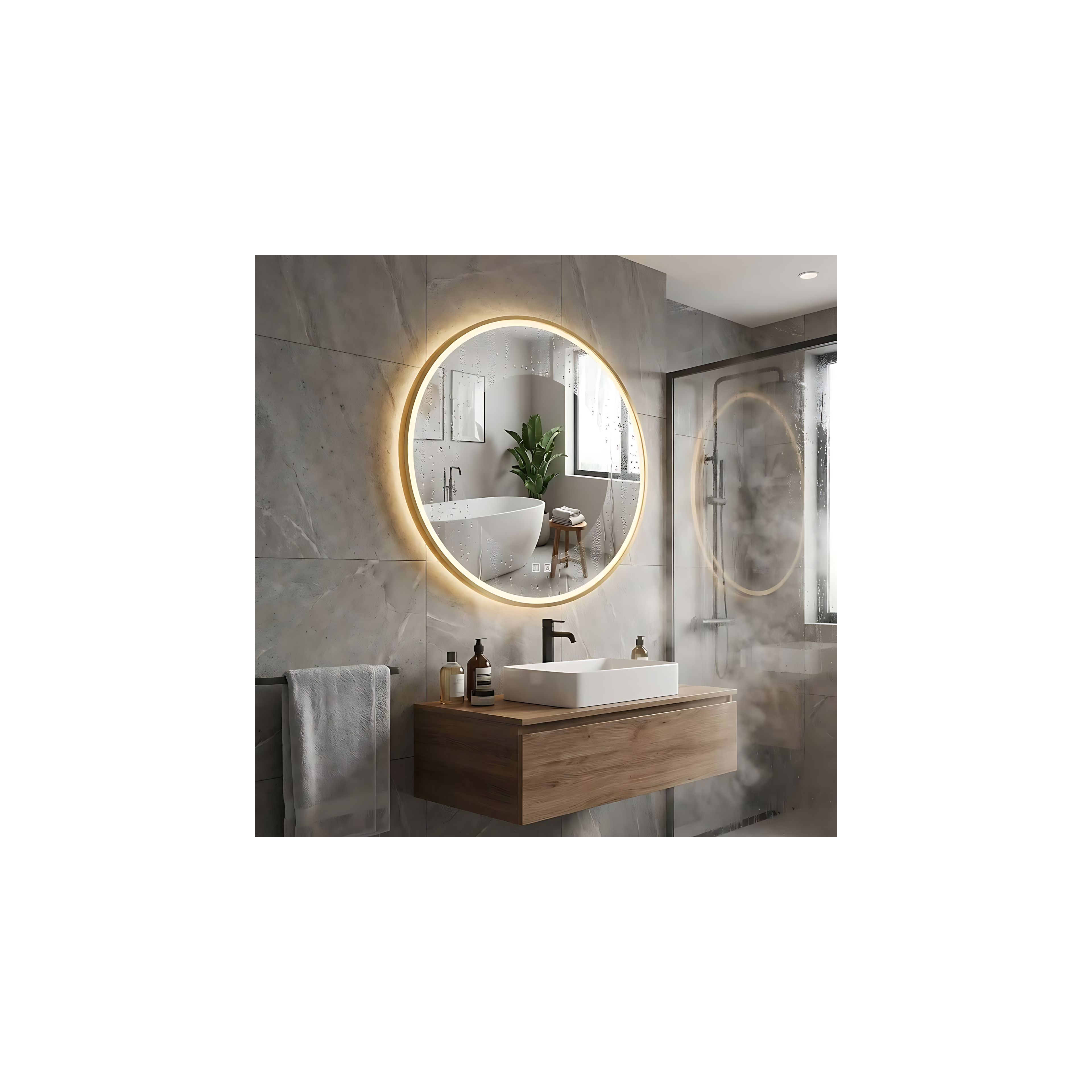 Zrkadlo LED 70cm MMJ Gold