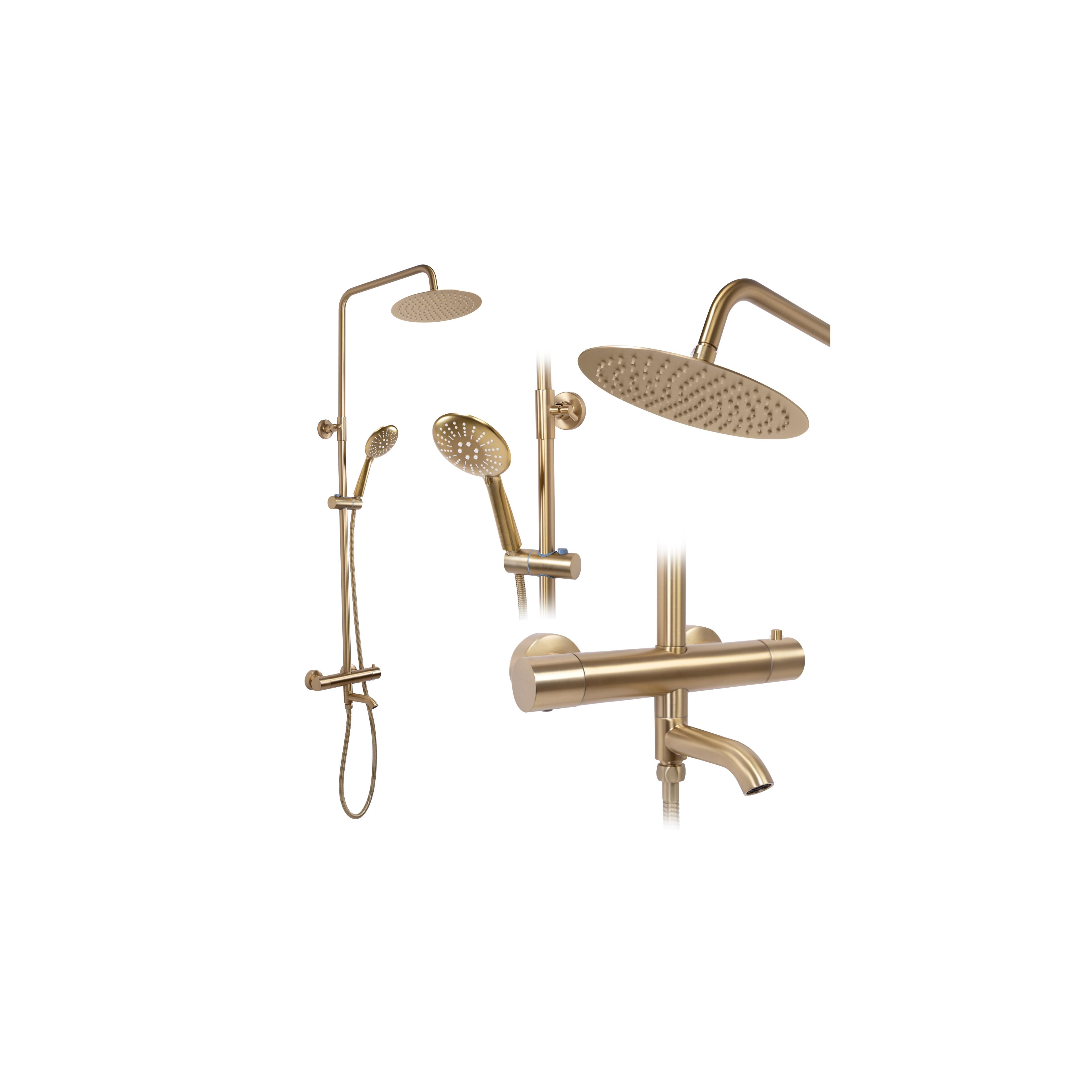 Coloana de dus cu termostat REA Lungo Gold Brush