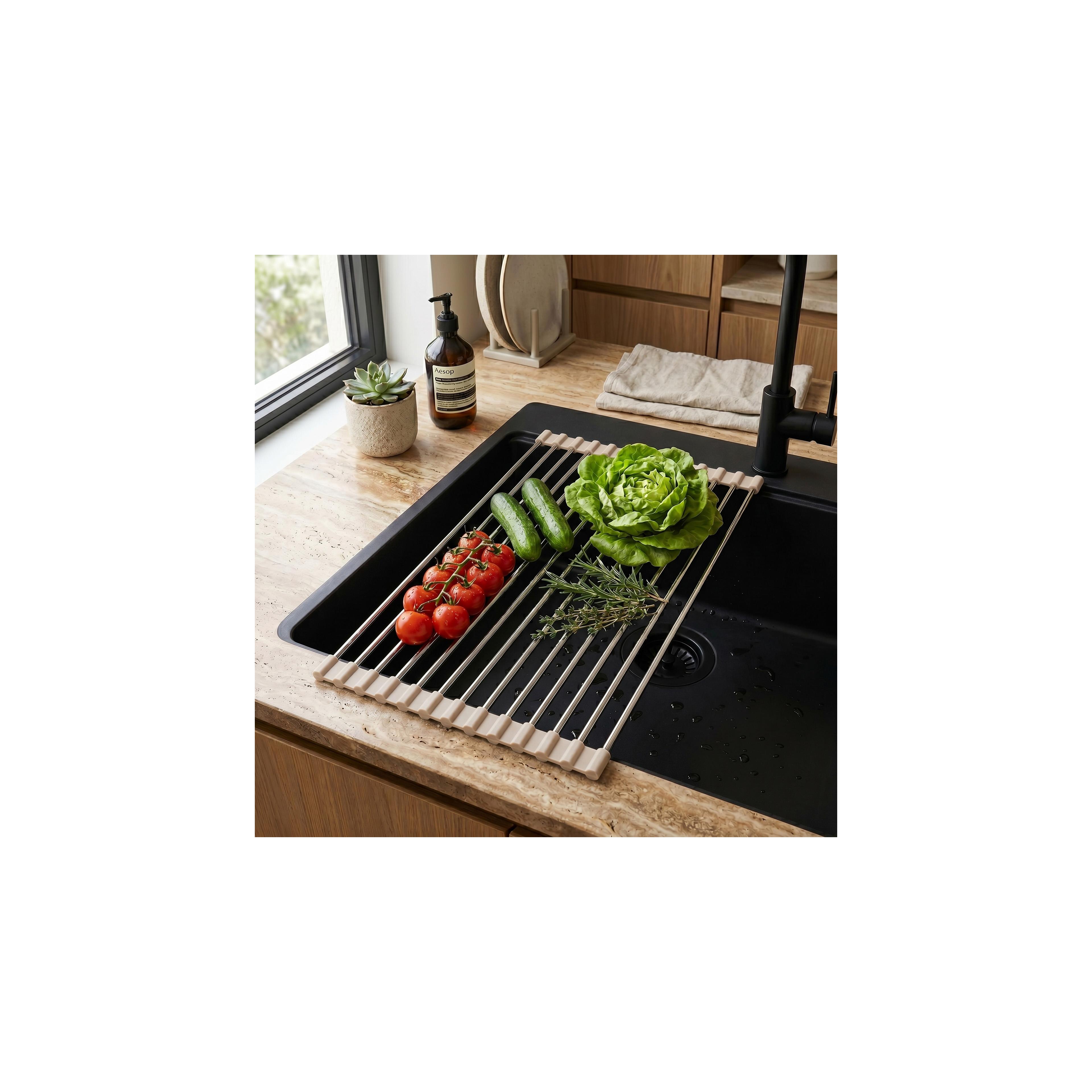 Rollbarer Abtropfständer für Spüle REA P12298B Beige