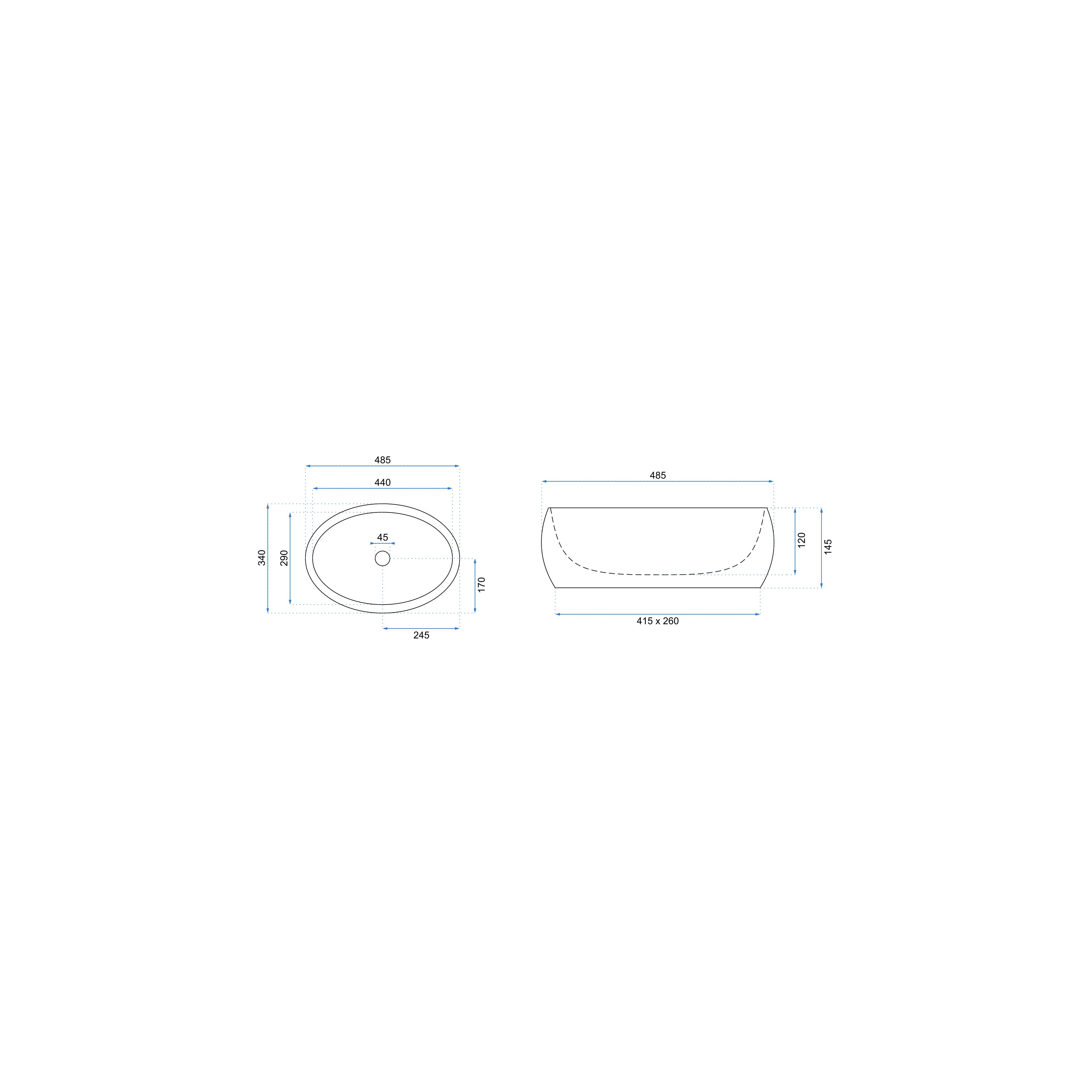 Countertop washbasin Rea Linda Granit Mat