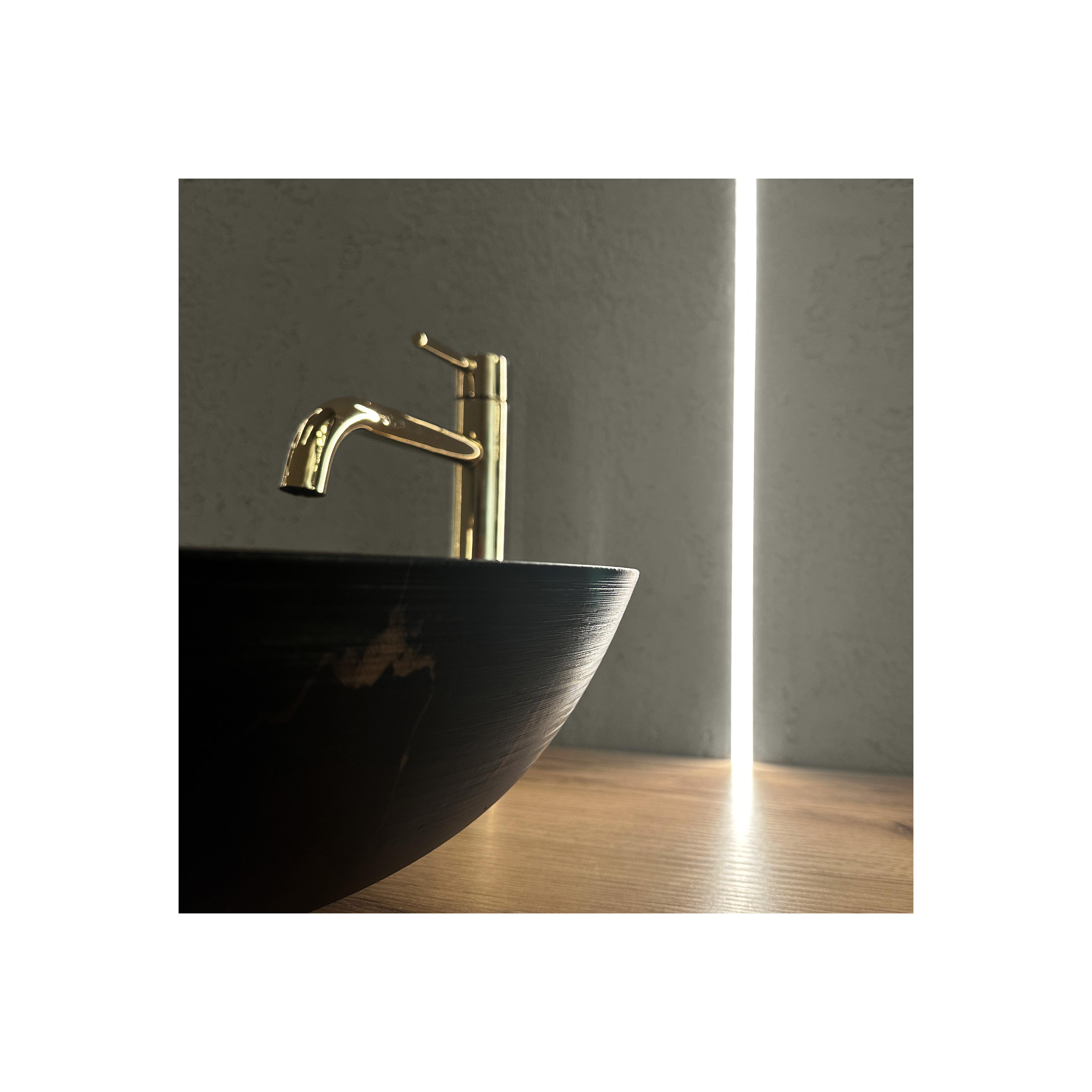 Aufsatzwaschbecken Rea Nadia Black Marble Brush