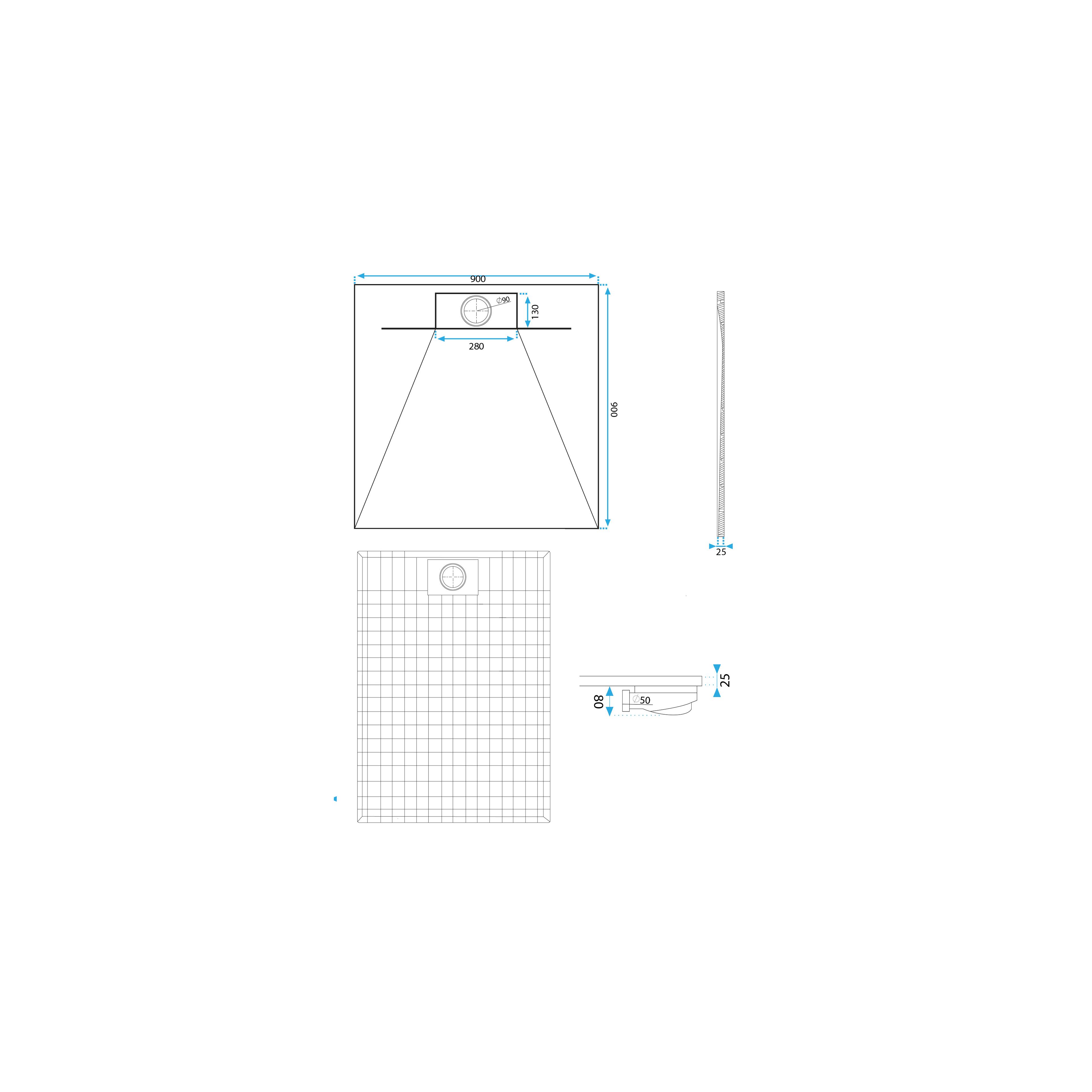 Receveur de douche Bazalt White 90x90