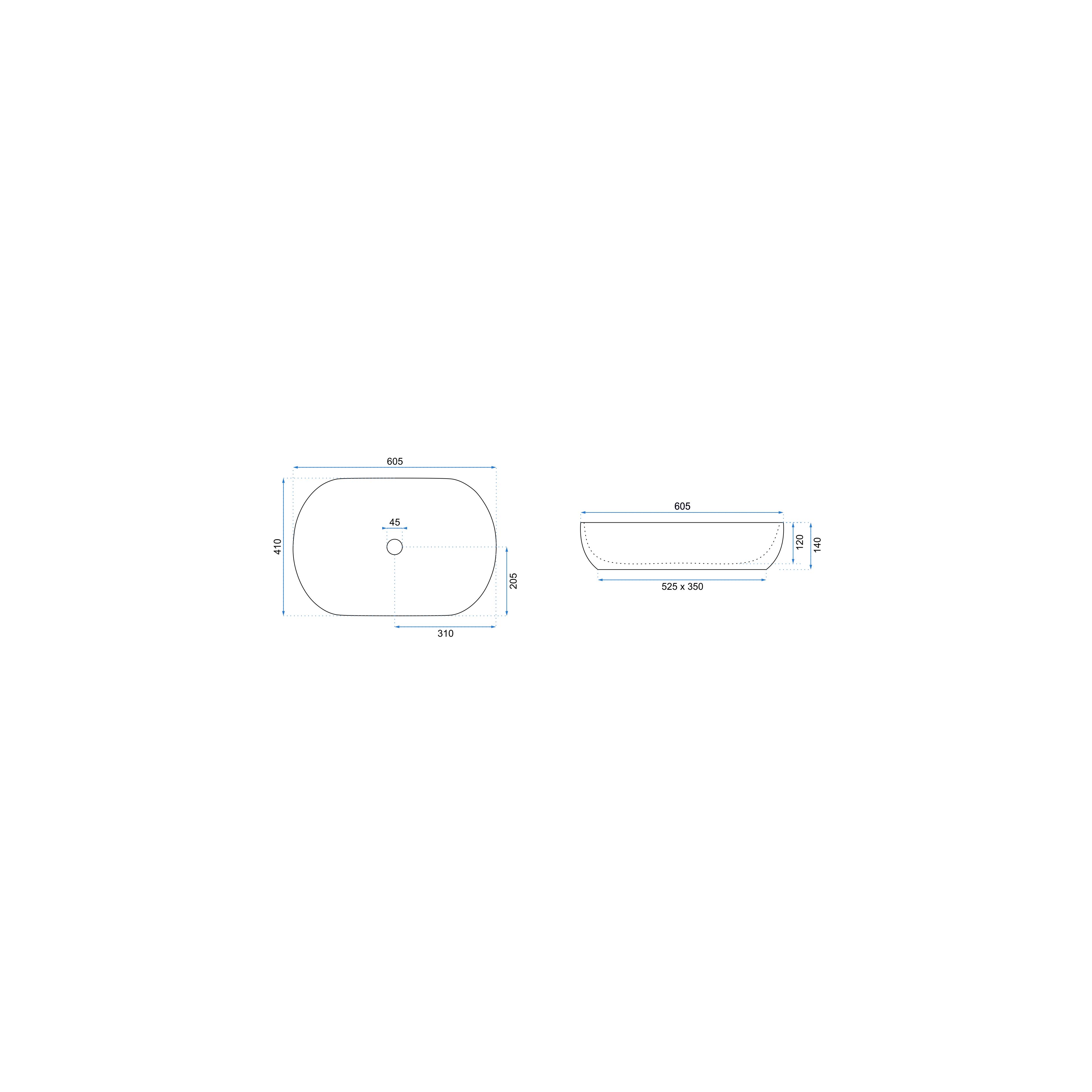 Aufsatzwaschbecken Rea CLEO white Black edge