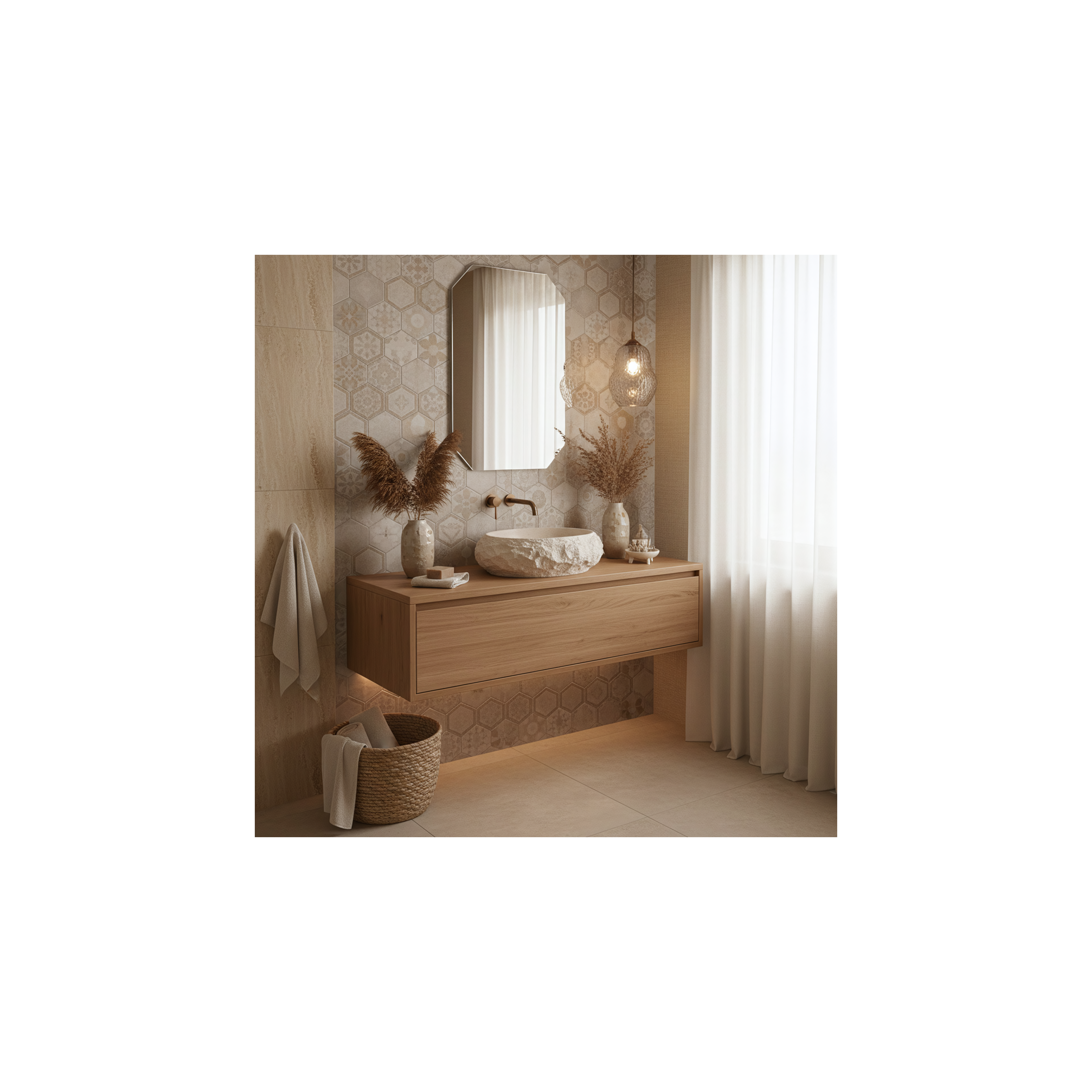 Aufsatzwaschbecken Rea Mika Warm Beige