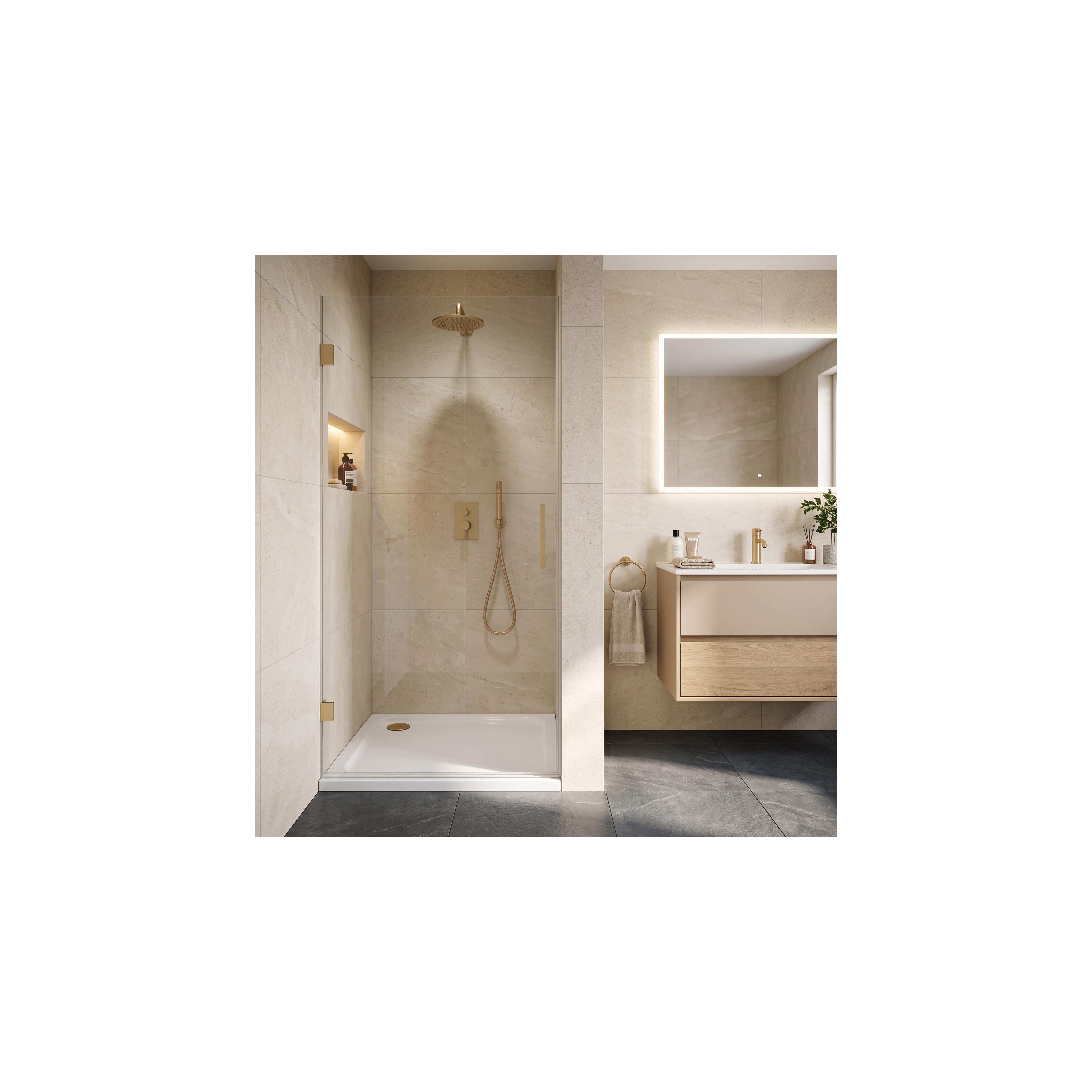 Akrylatbalja för dusch Rea Belmond vit 90x90 Brush Gold